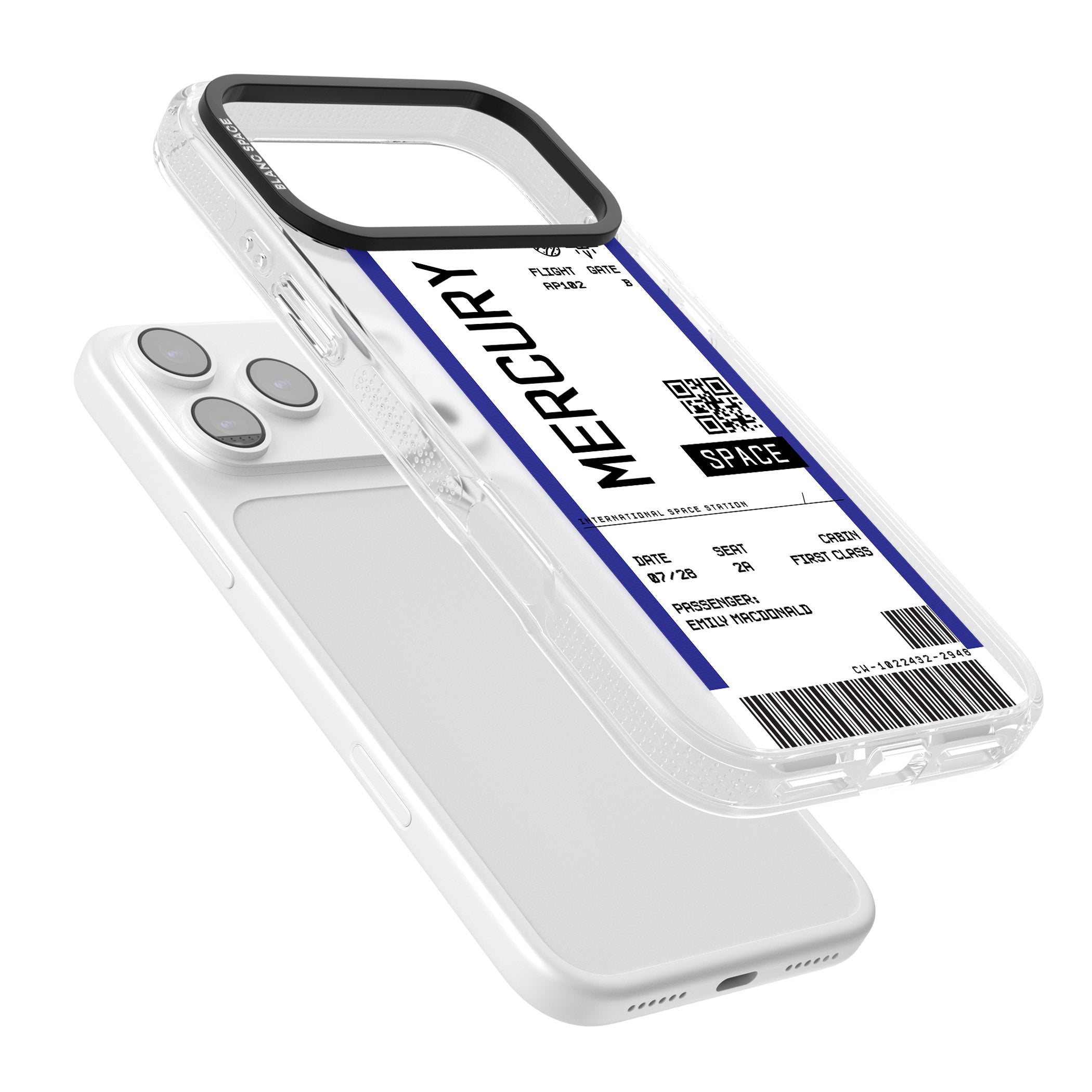 Personalised Mercury Travel Ticket iPhone 17 Pro Max Impact Air Clear Phone Case Colours