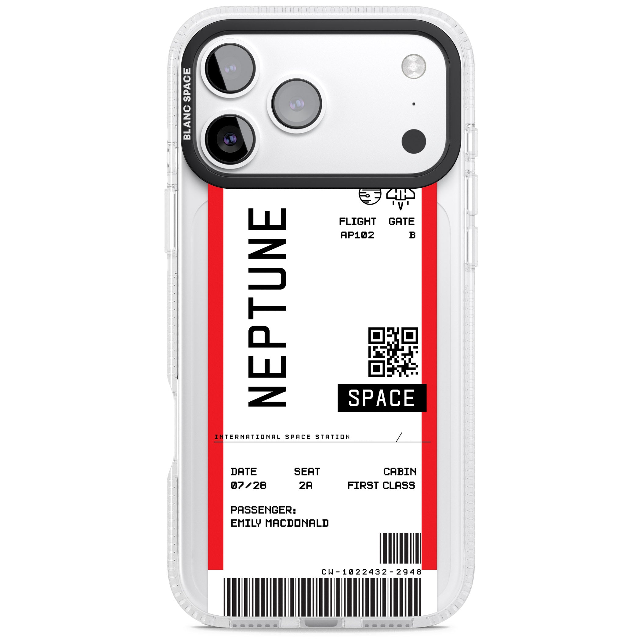 Personalised Neptune Travel Ticket iPhone 17 Pro Max Impact Air Clear Phone Case