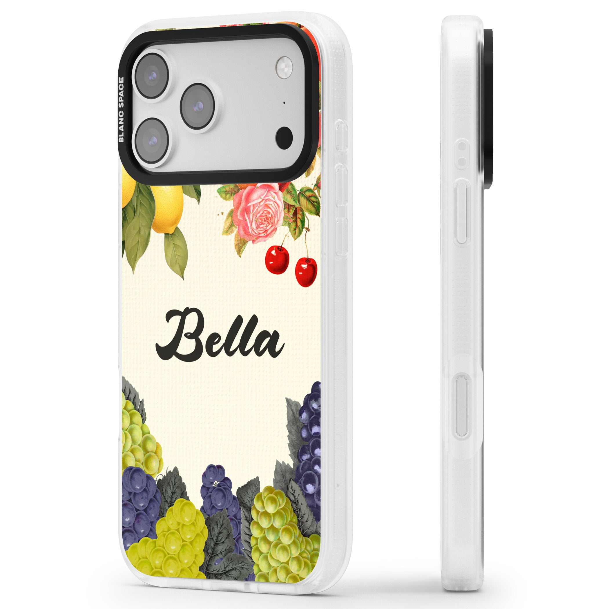 Personalised Vintage Fruits iPhone 17 Pro Max Impact Air Clear Phone Case Side Profile