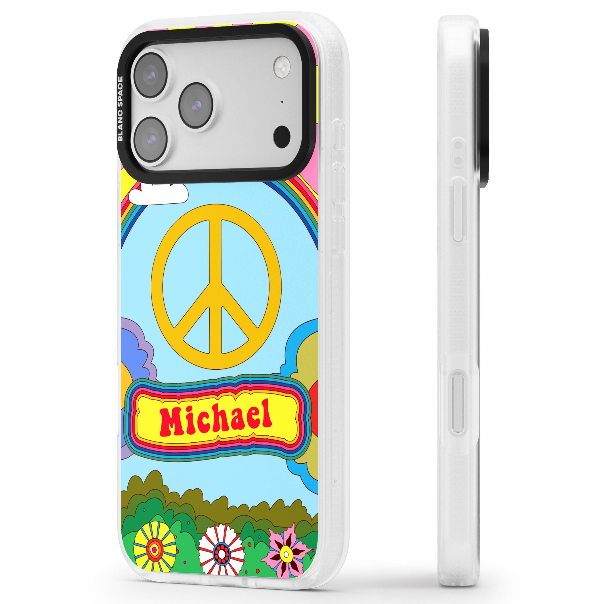 Personalised Happy Days iPhone 17 Pro Max Impact Air Clear Phone Case Side Profile