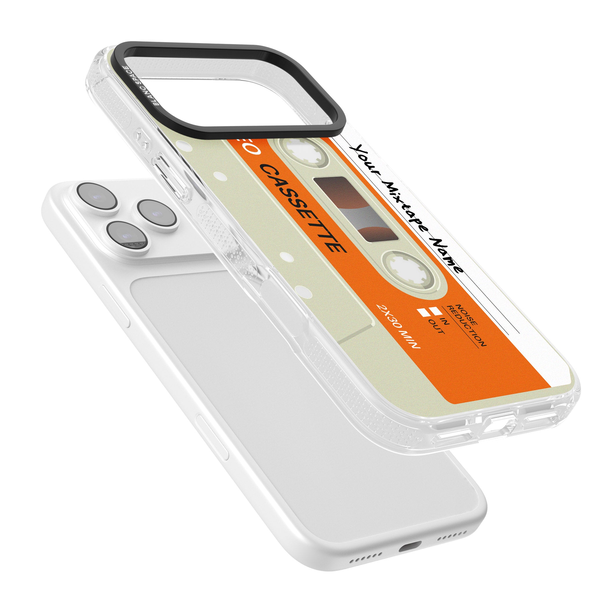 Personalised Retro Cassette Classic iPhone 17 Pro Max Impact Air Clear Phone Case Colours