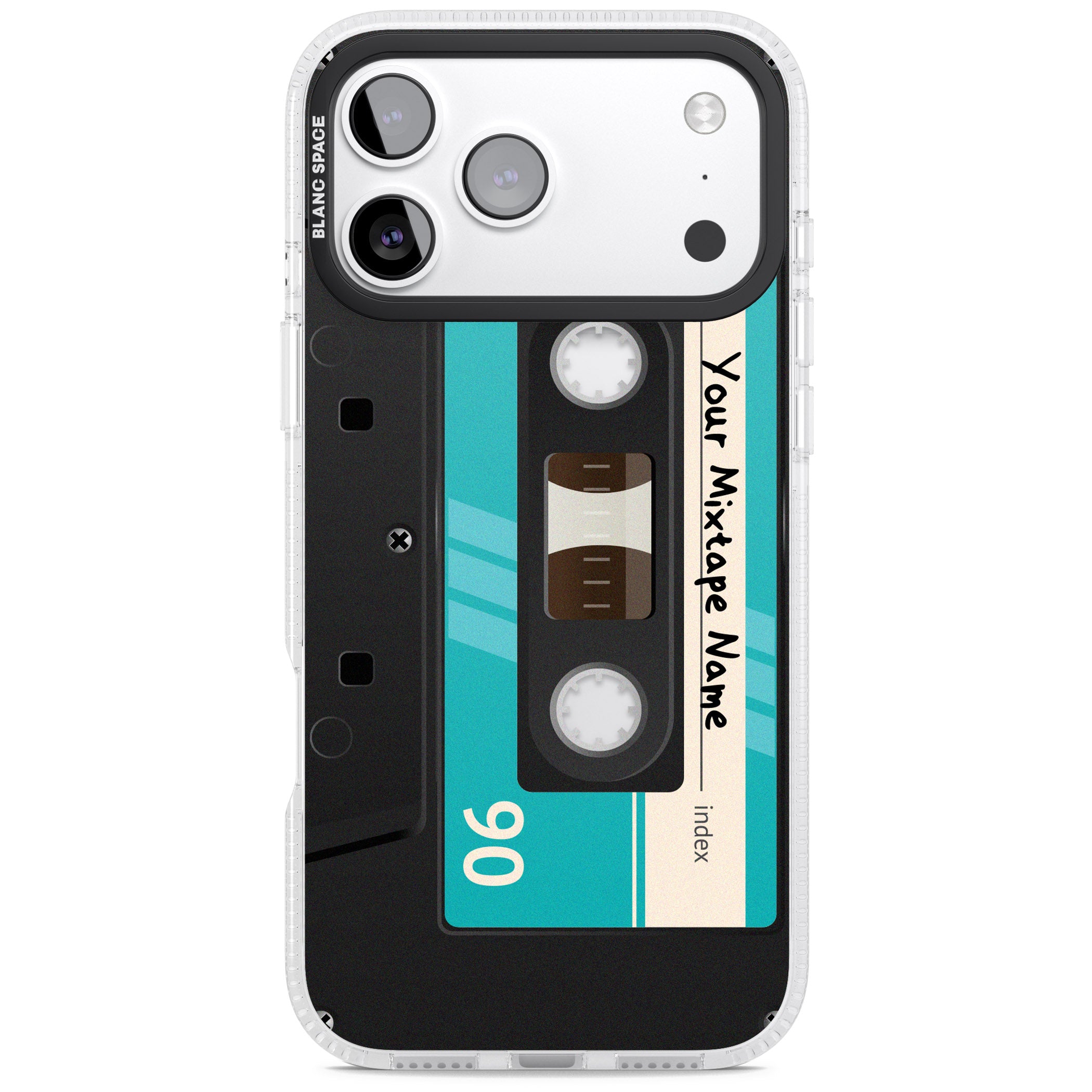 Personalised Retro Mixtape Dark iPhone 17 Pro Max Impact Air Clear Phone Case