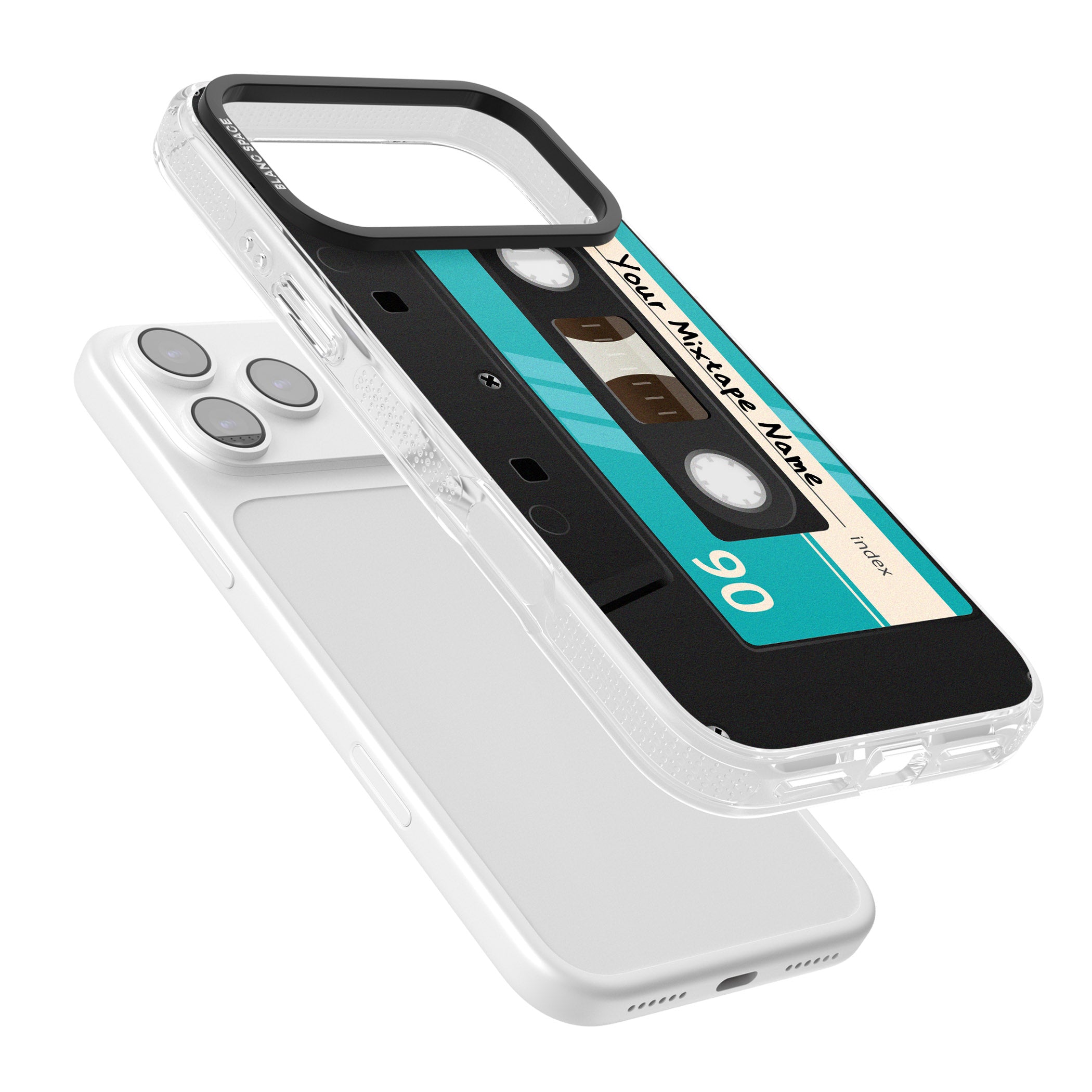 Personalised Retro Mixtape Dark iPhone 17 Pro Max Impact Air Clear Phone Case Colours