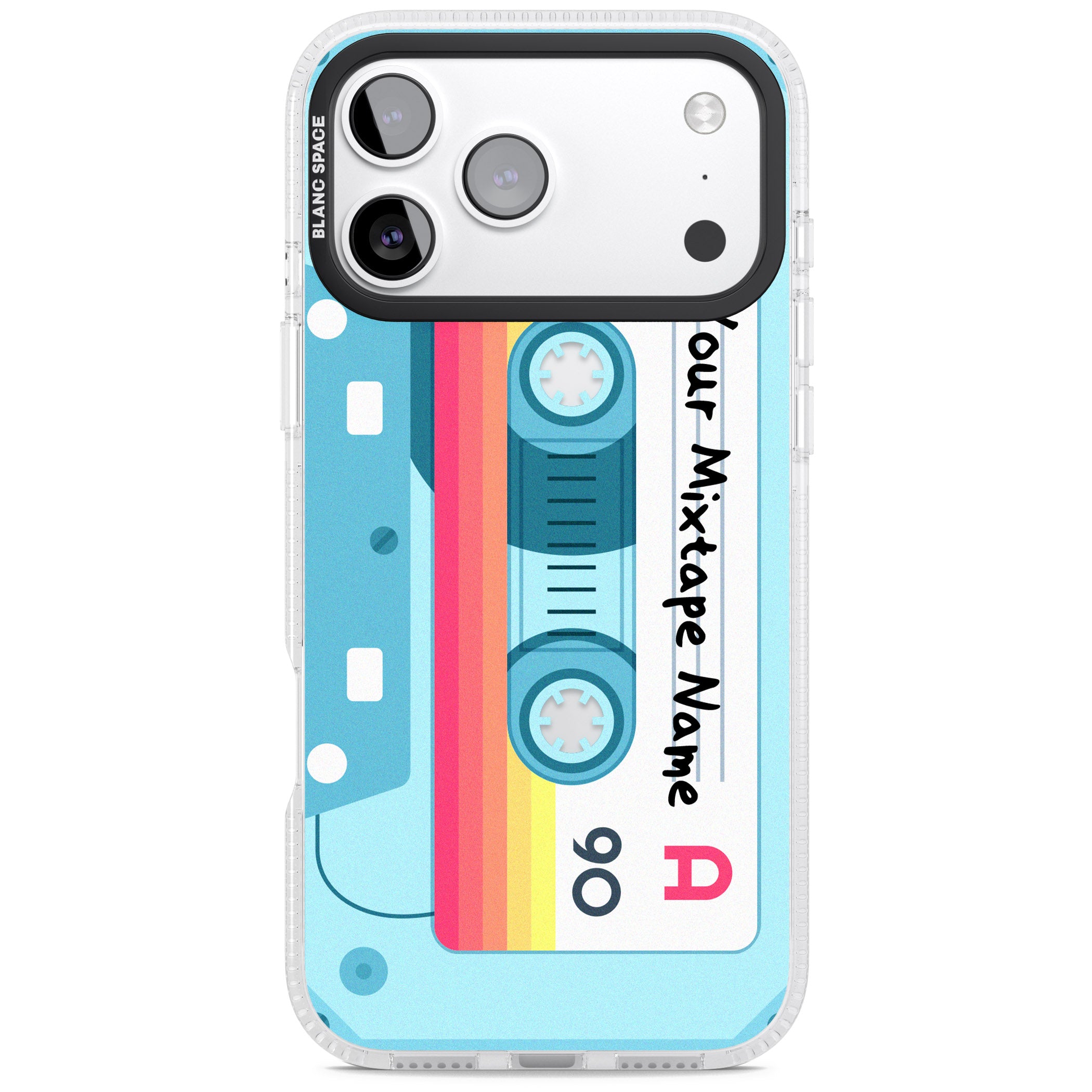 Personalised Retro Mixtape Sporty iPhone 17 Pro Max Impact Air Clear Phone Case