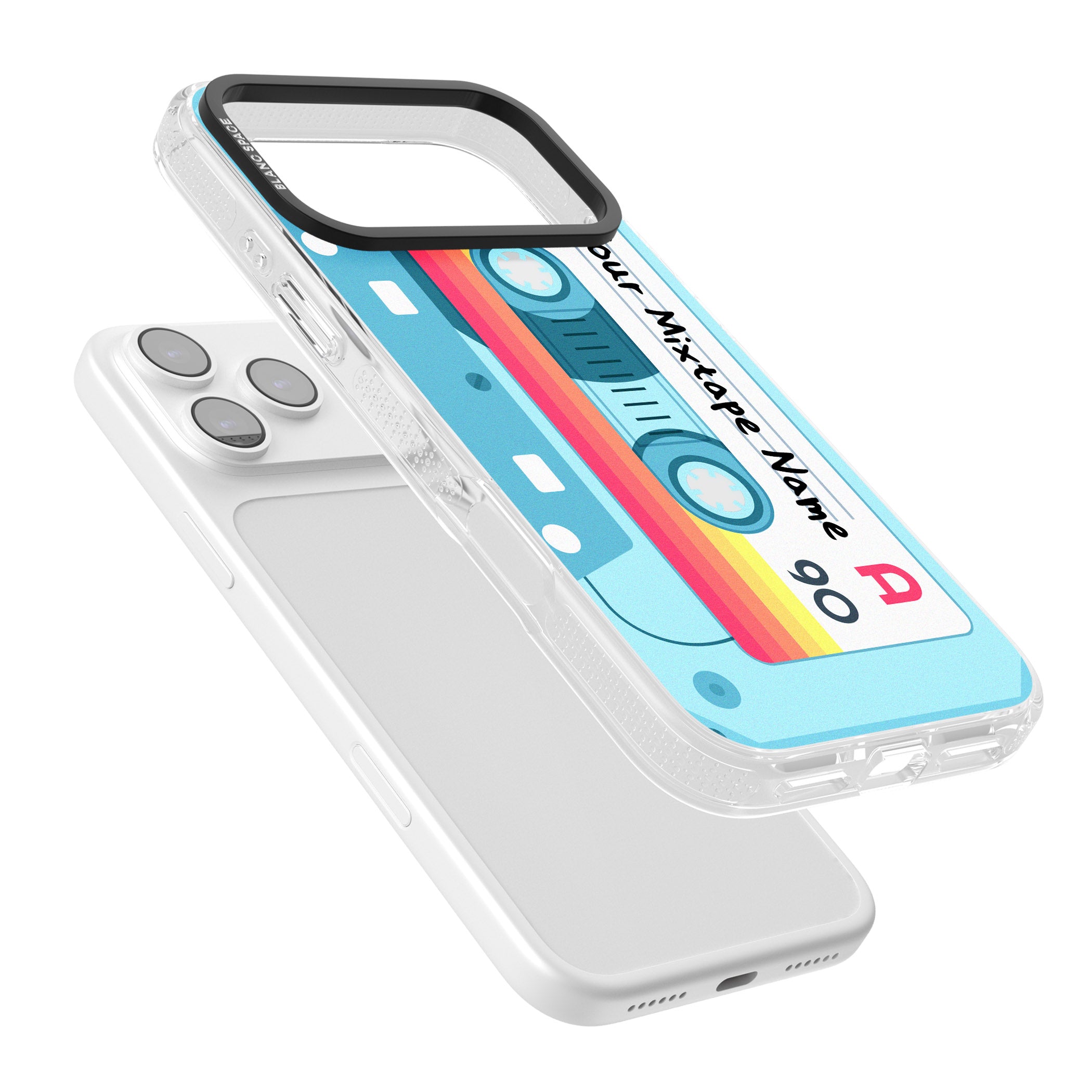 Personalised Retro Mixtape Sporty iPhone 17 Pro Max Impact Air Clear Phone Case Colours