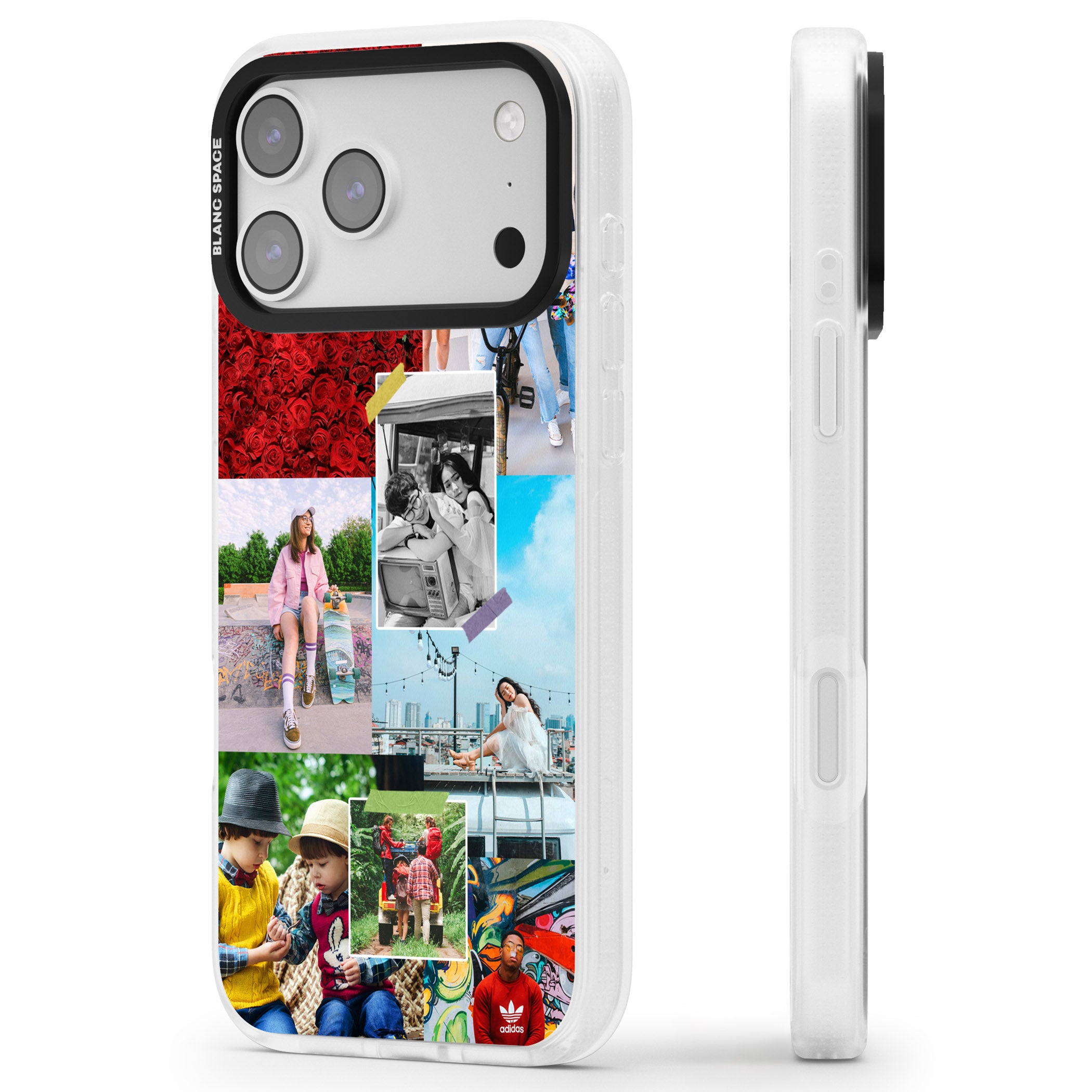Personalised Photo Collage iPhone 17 Pro Max Impact Air Clear Phone Case Side Profile