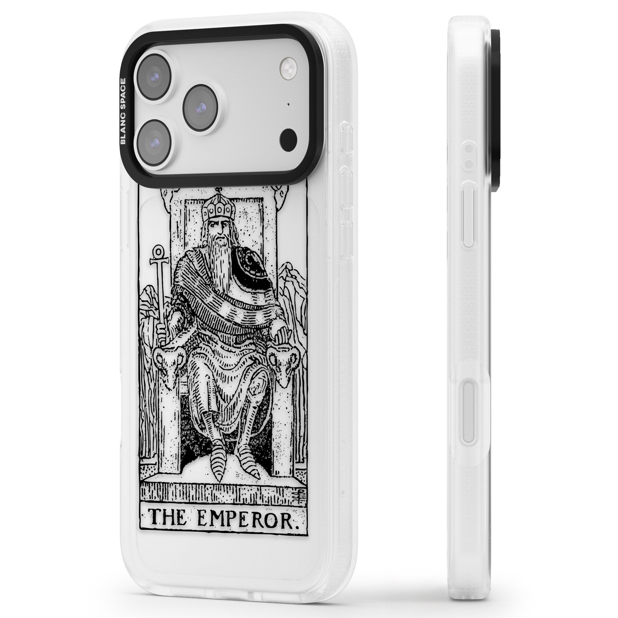 Personalised The Emperor Tarot iPhone 17 Pro Max Impact Air Clear Phone Case Side Profile