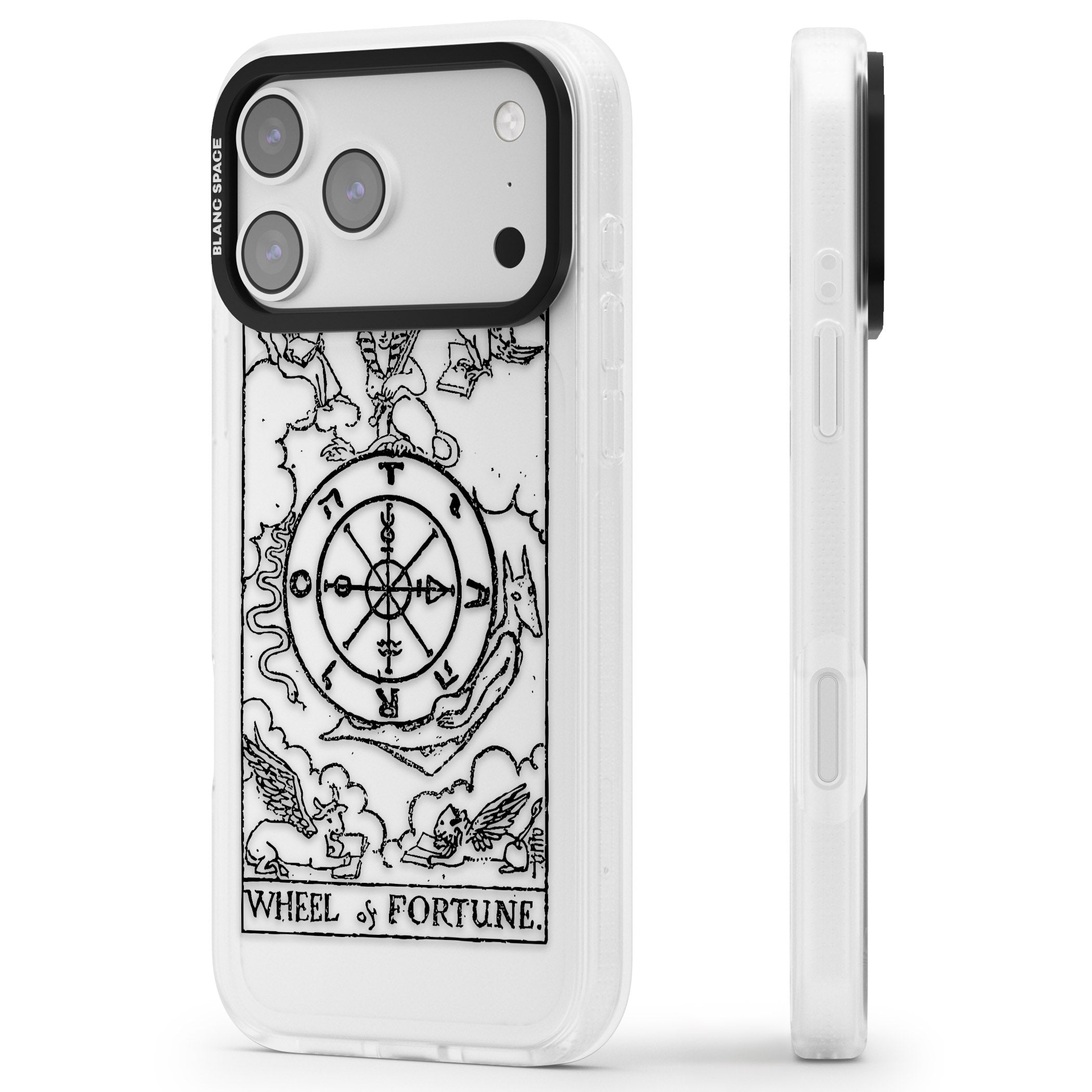 Personalised Wheel Of Fortune Tarot Transparent iPhone 17 Pro Max Impact Air Clear Phone Case Side Profile