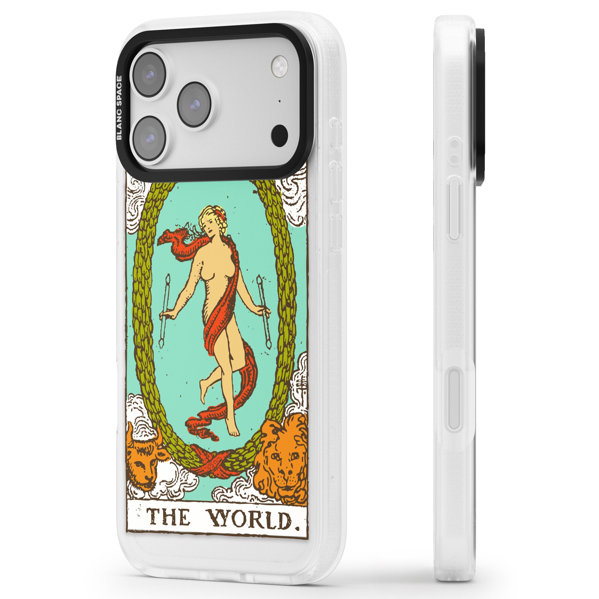 Personalised The World Tarot Card (Color) iPhone 17 Pro Max Impact Air Clear Phone Case Side Profile