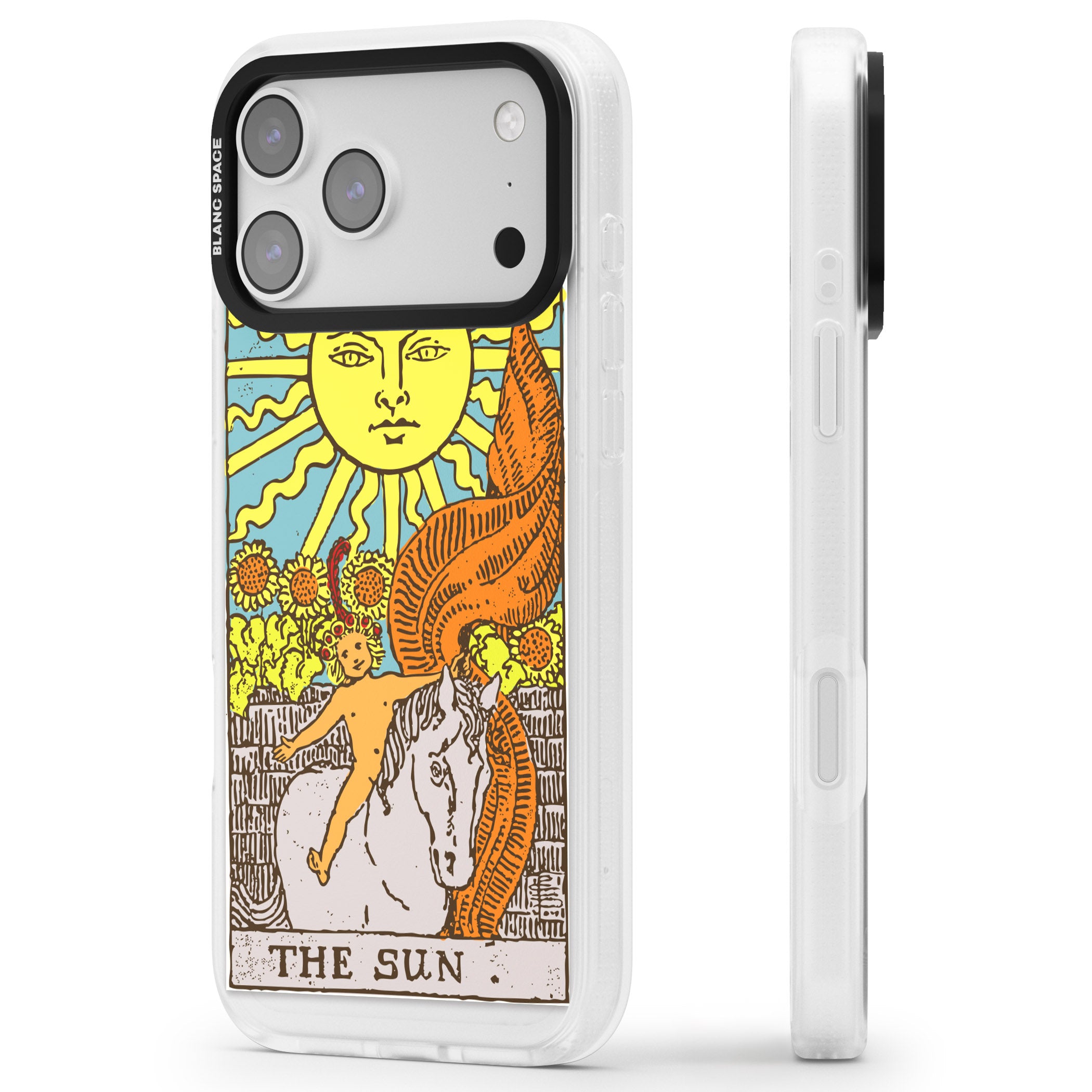 Personalised The Sun Tarot Card (Color) iPhone 17 Pro Max Impact Air Clear Phone Case Side Profile