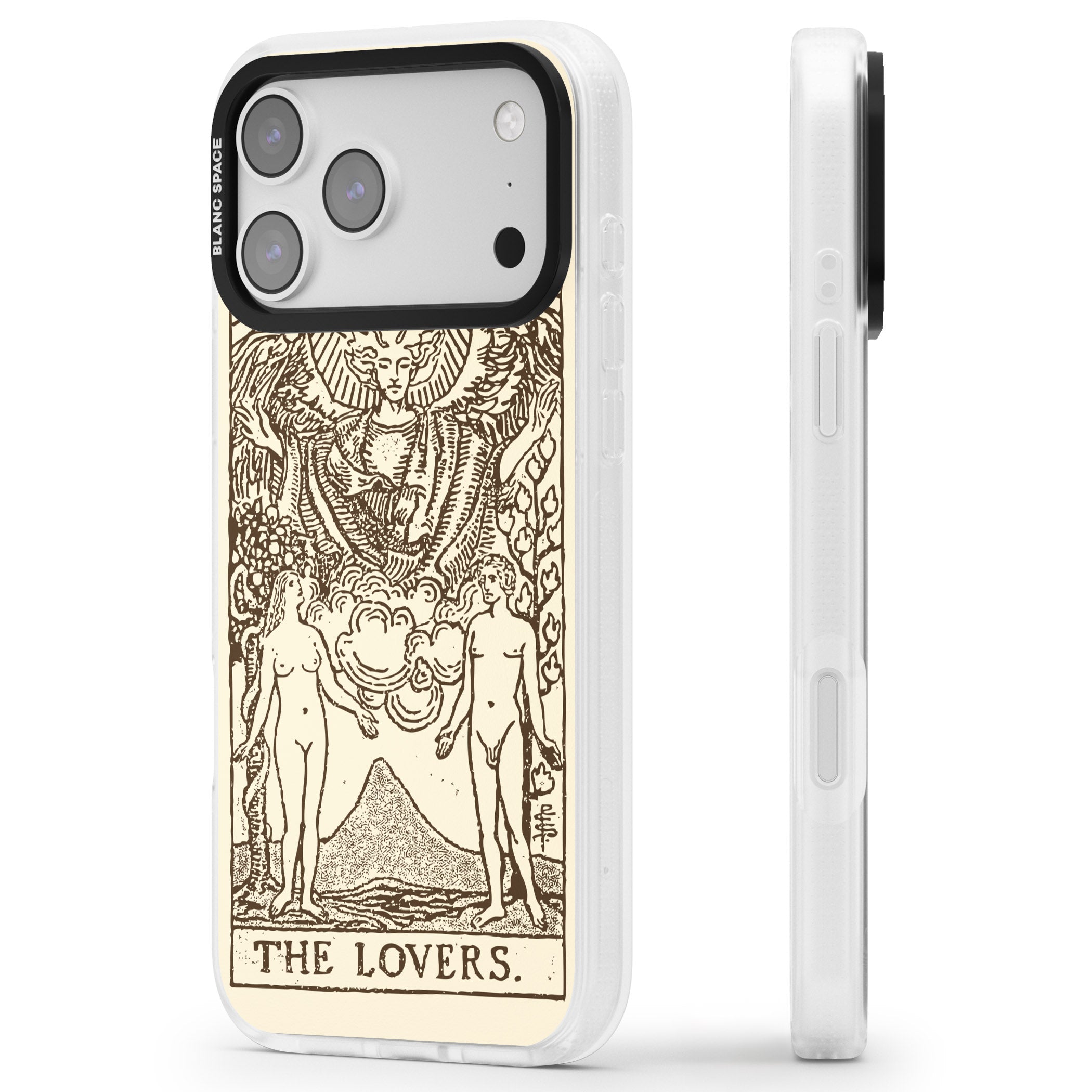 Personalised The Lovers Tarot Card (Cream) iPhone 17 Pro Max Impact Air Clear Phone Case Side Profile