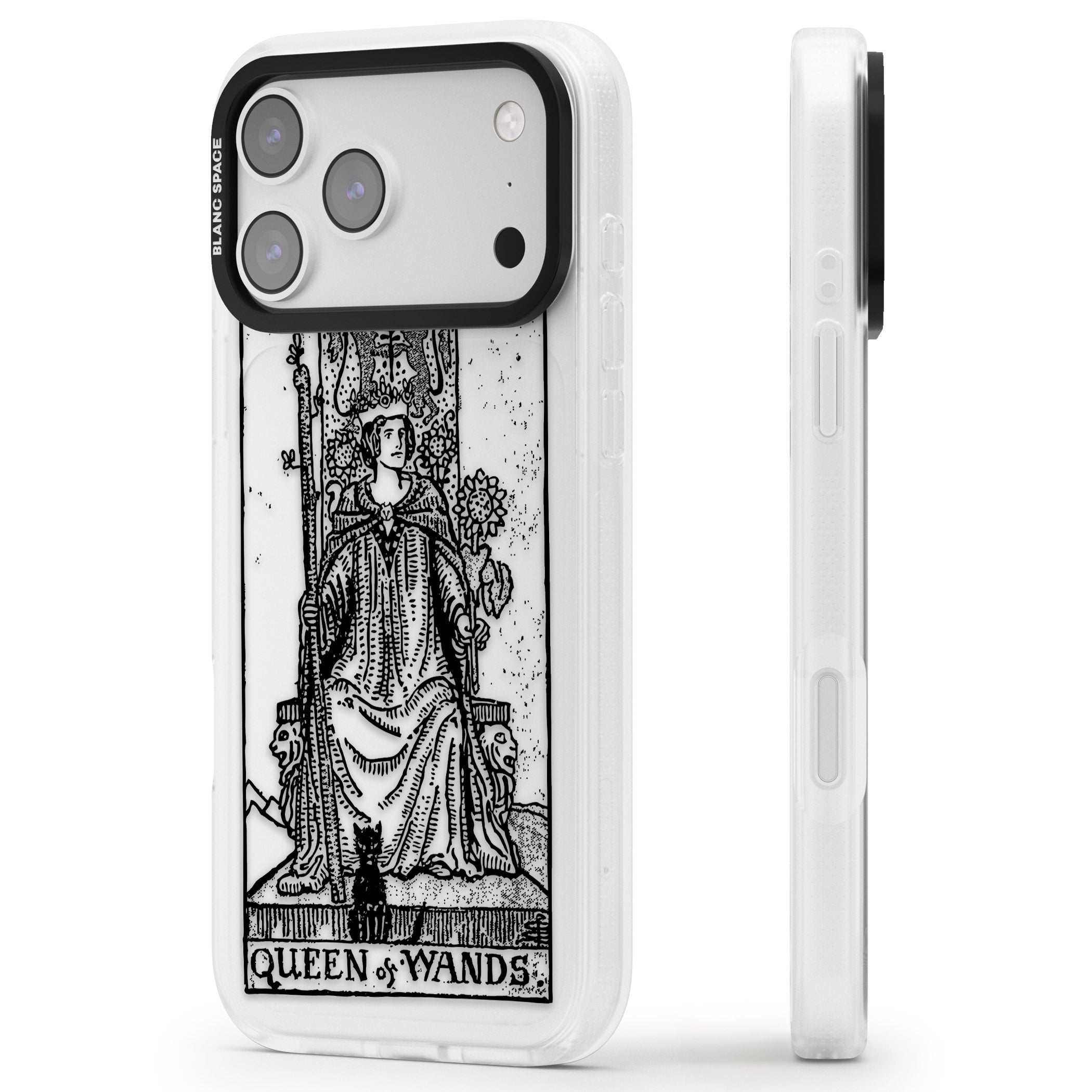 Personalised Queen Of Wands Tarot Card (Clear) iPhone 17 Pro Max Impact Air Clear Phone Case Side Profile