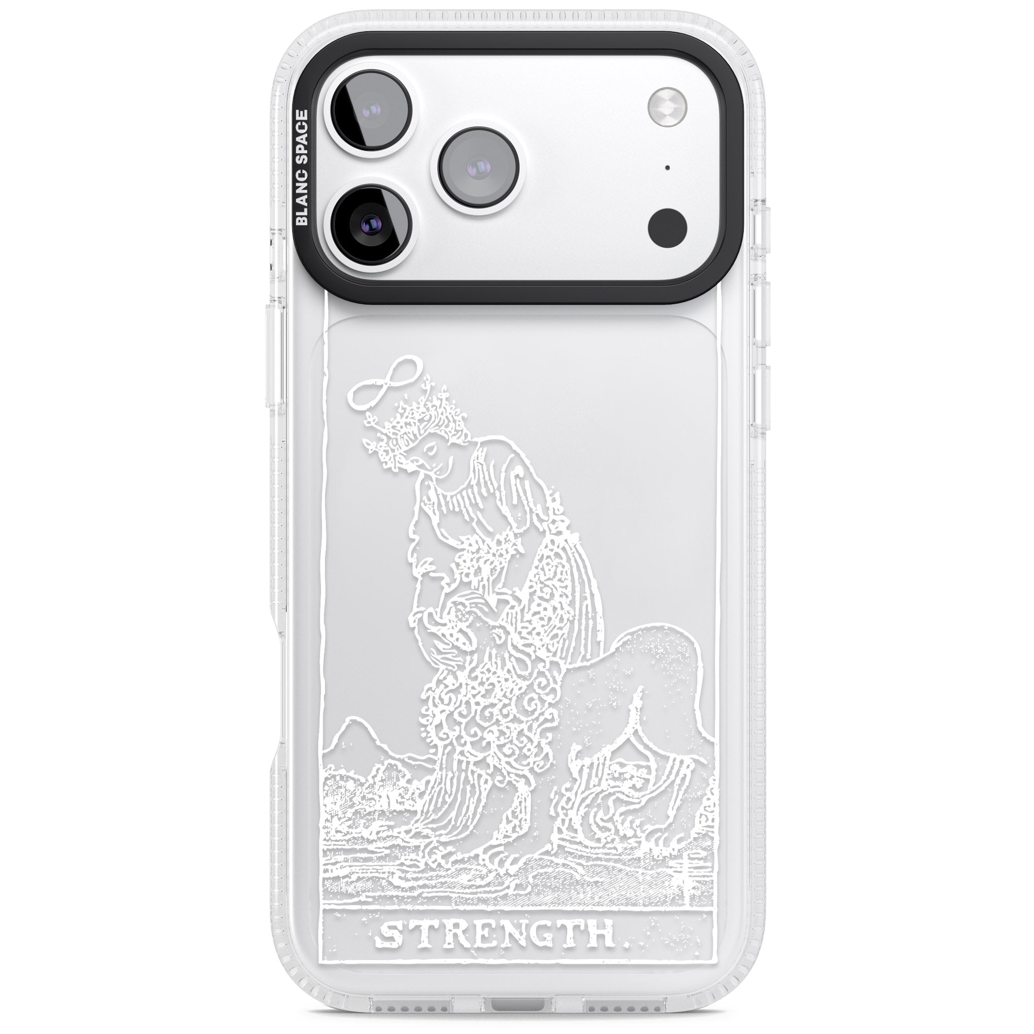 Personalised Strength Tarot Card (White) iPhone 17 Pro Max Impact Air Clear Phone Case