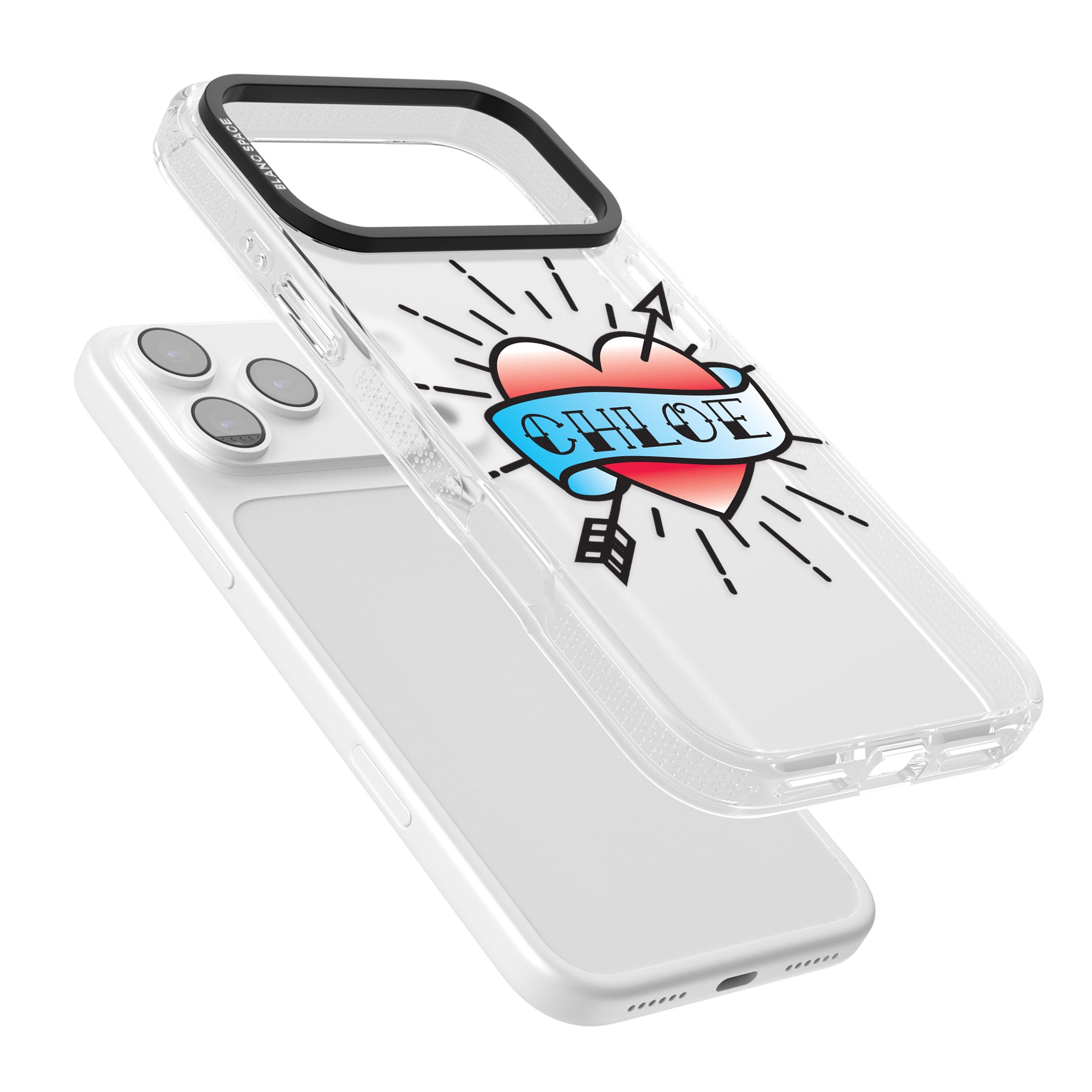 Personalised Heart Tattoo iPhone 17 Pro Max Impact Air Clear Phone Case Colours
