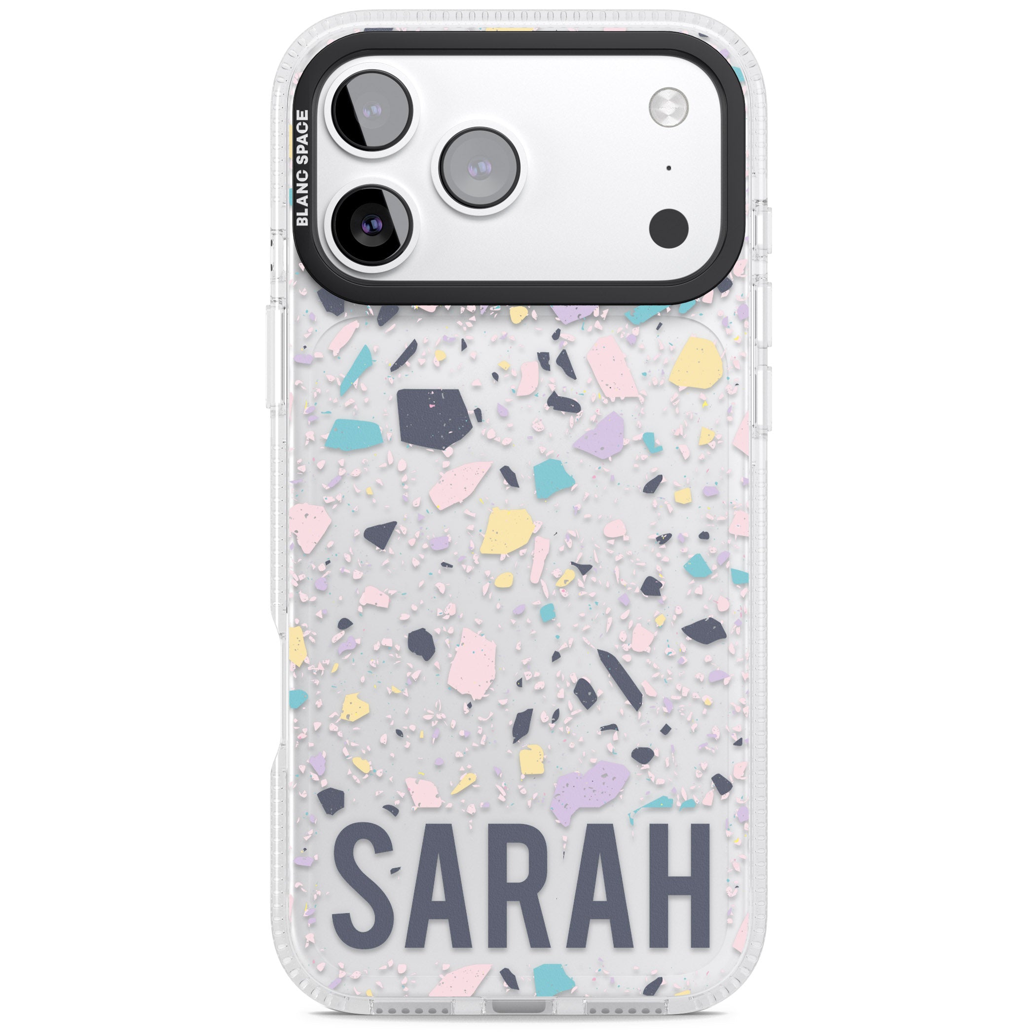 Personalised Pastel Terrazzo iPhone 17 Pro Max Impact Air Clear Phone Case
