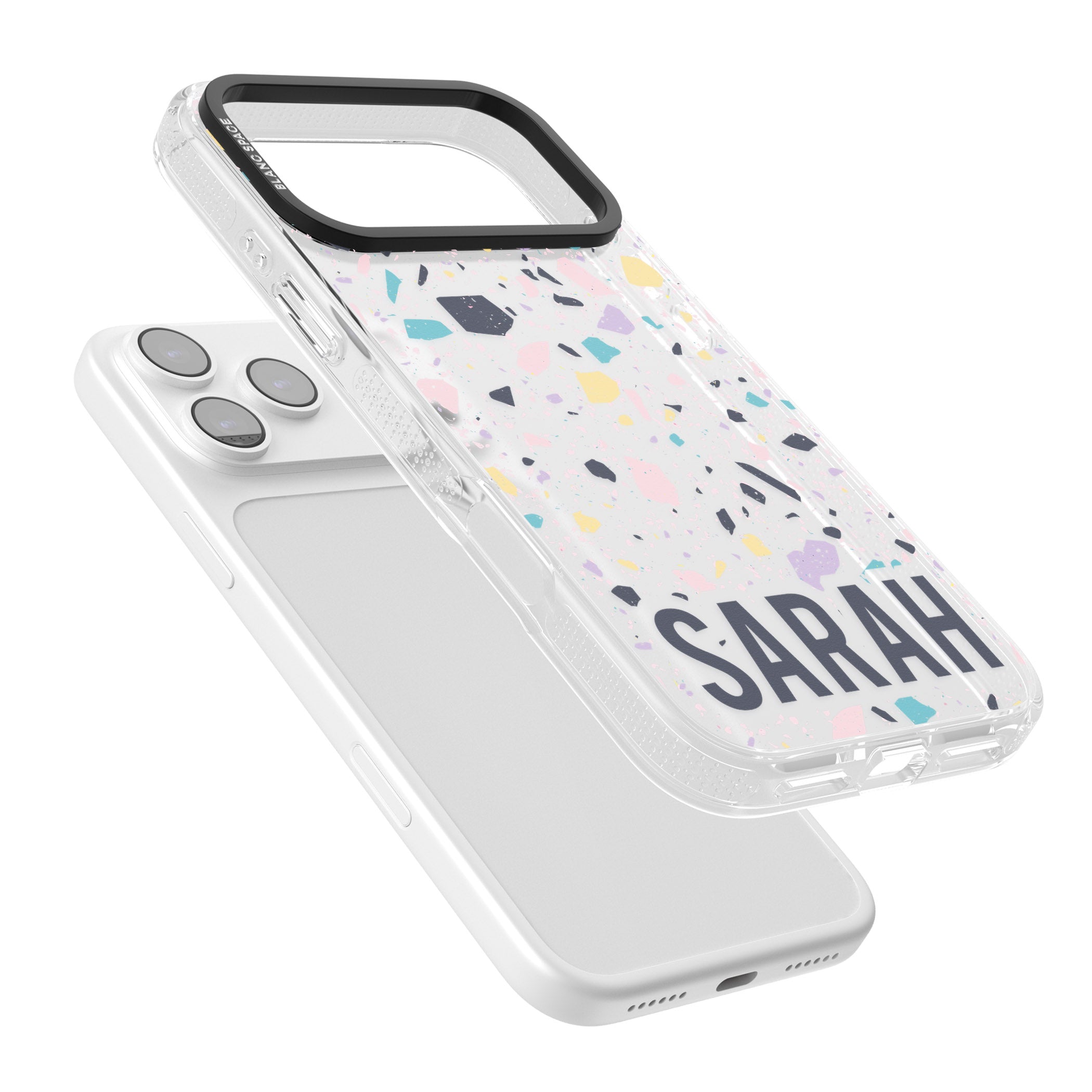 Personalised Pastel Terrazzo iPhone 17 Pro Max Impact Air Clear Phone Case Colours