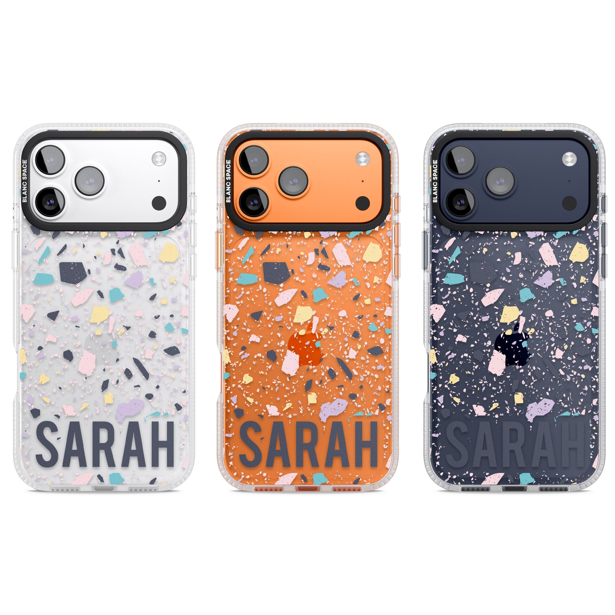 Personalised Pastel Terrazzo iPhone 17 Pro Impact Air Clear Phone Case APT Impact Protection