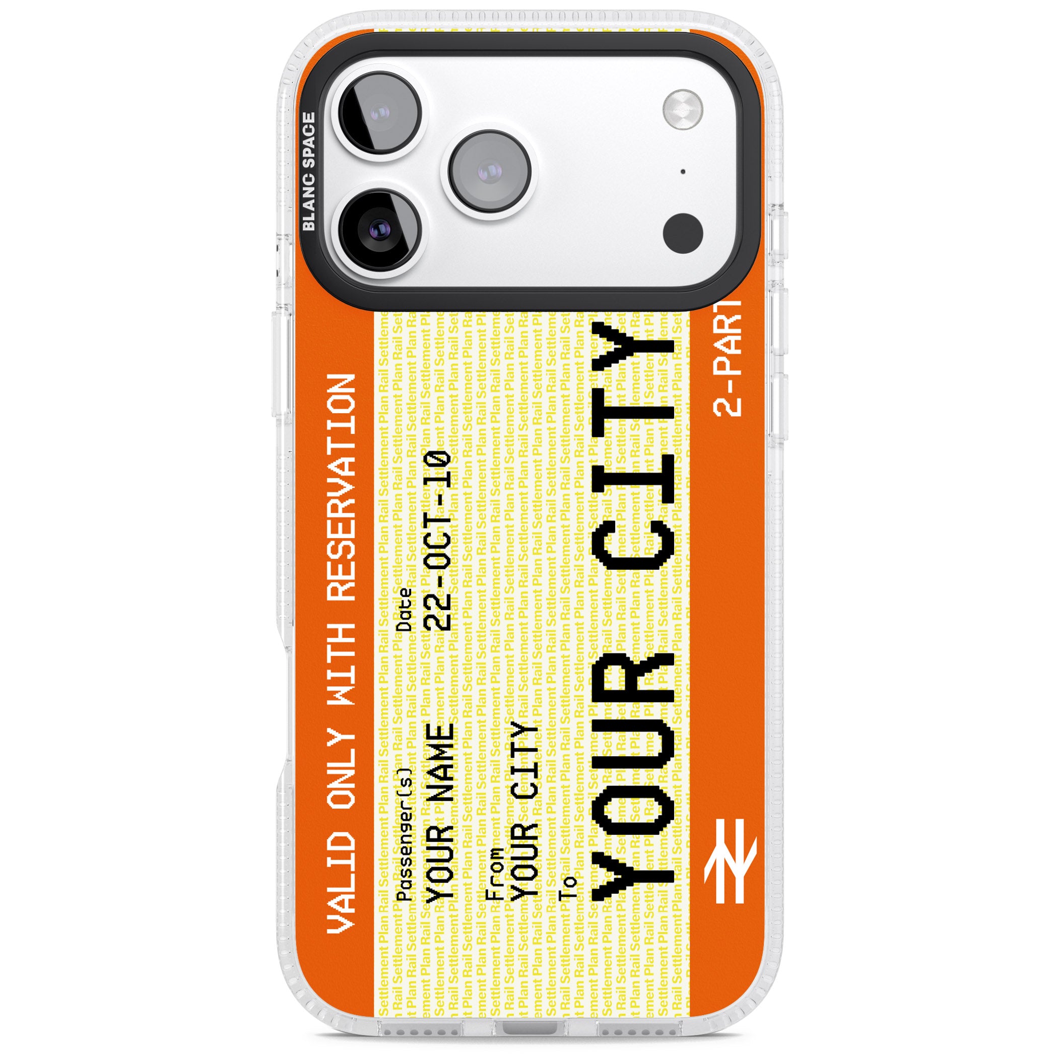 Personalised Create Your Own Train Ticket iPhone 17 Pro Max Impact Air Clear Phone Case
