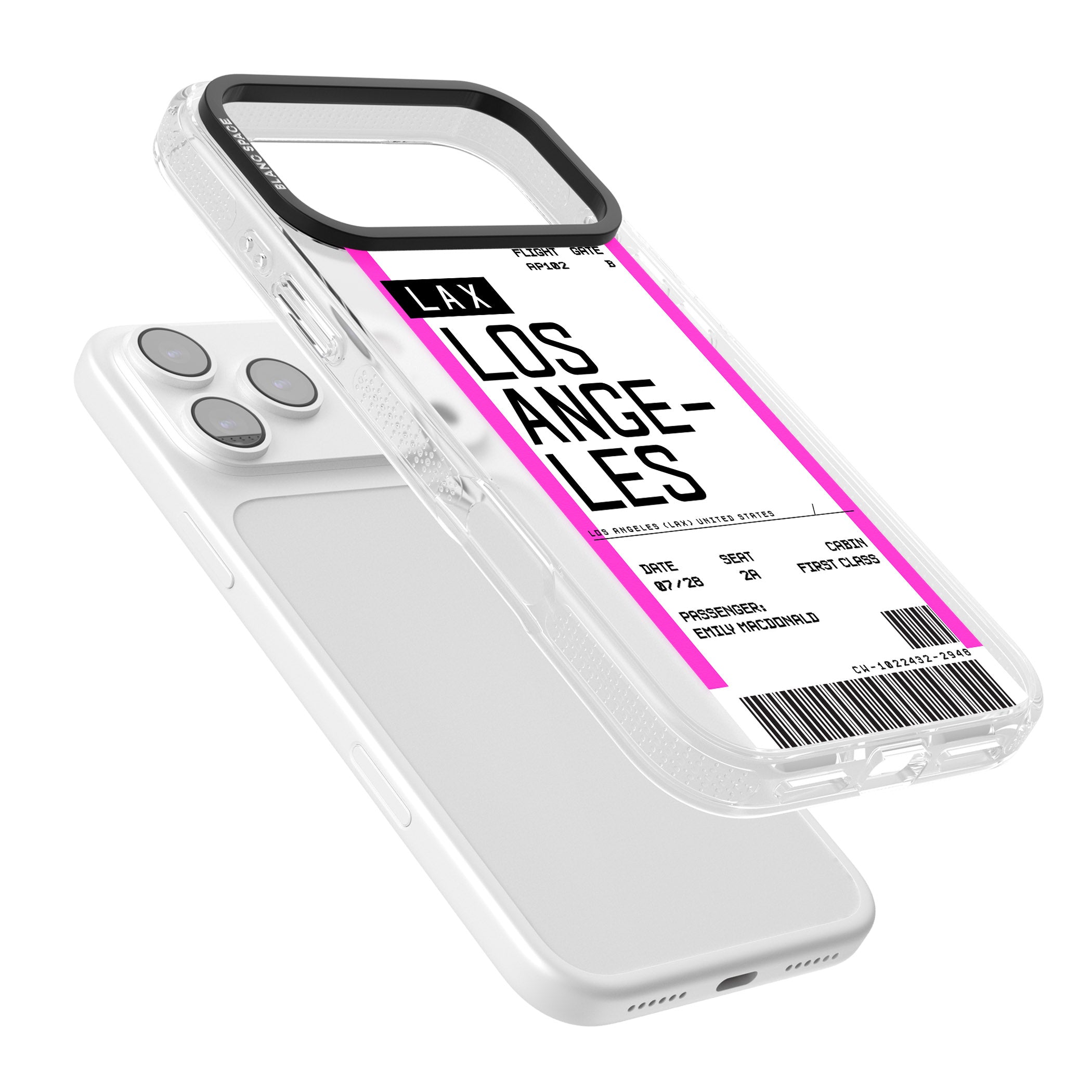 Personalised Los Angeles Boarding Pass iPhone 17 Pro Max Impact Air Clear Phone Case Colours