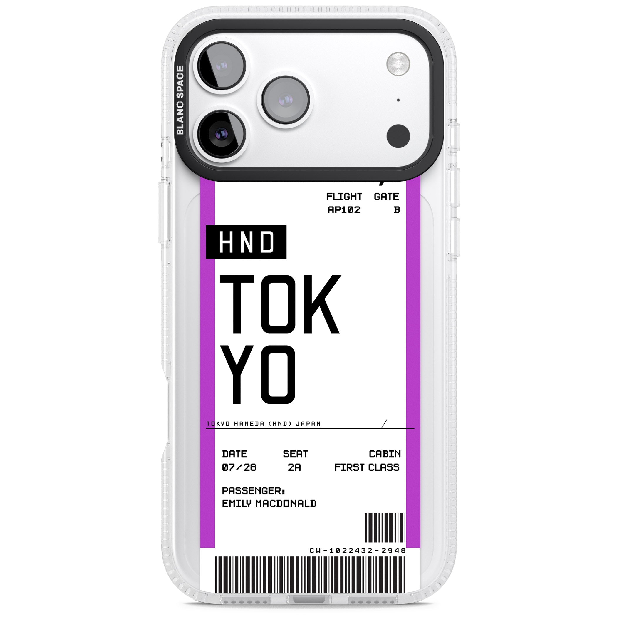 Personalised Tokyo Boarding Pass iPhone 17 Pro Max Impact Air Clear Phone Case