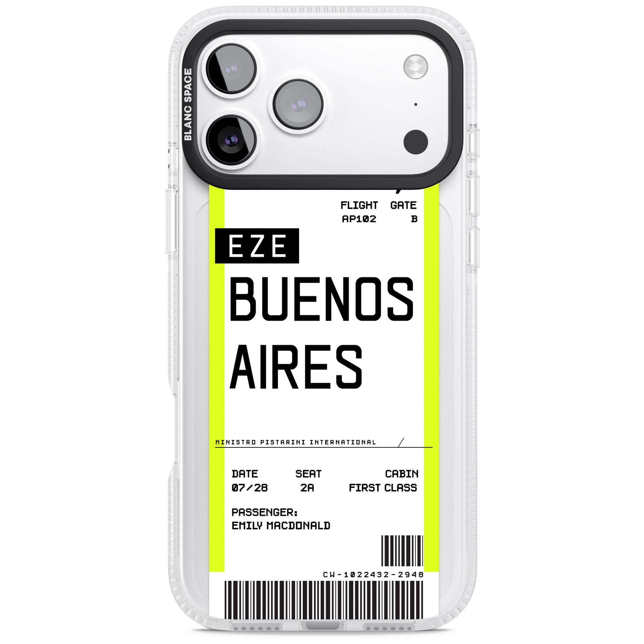 Personalised Buenos Aires Boarding Pass iPhone 17 Pro Max Impact Air Clear Phone Case