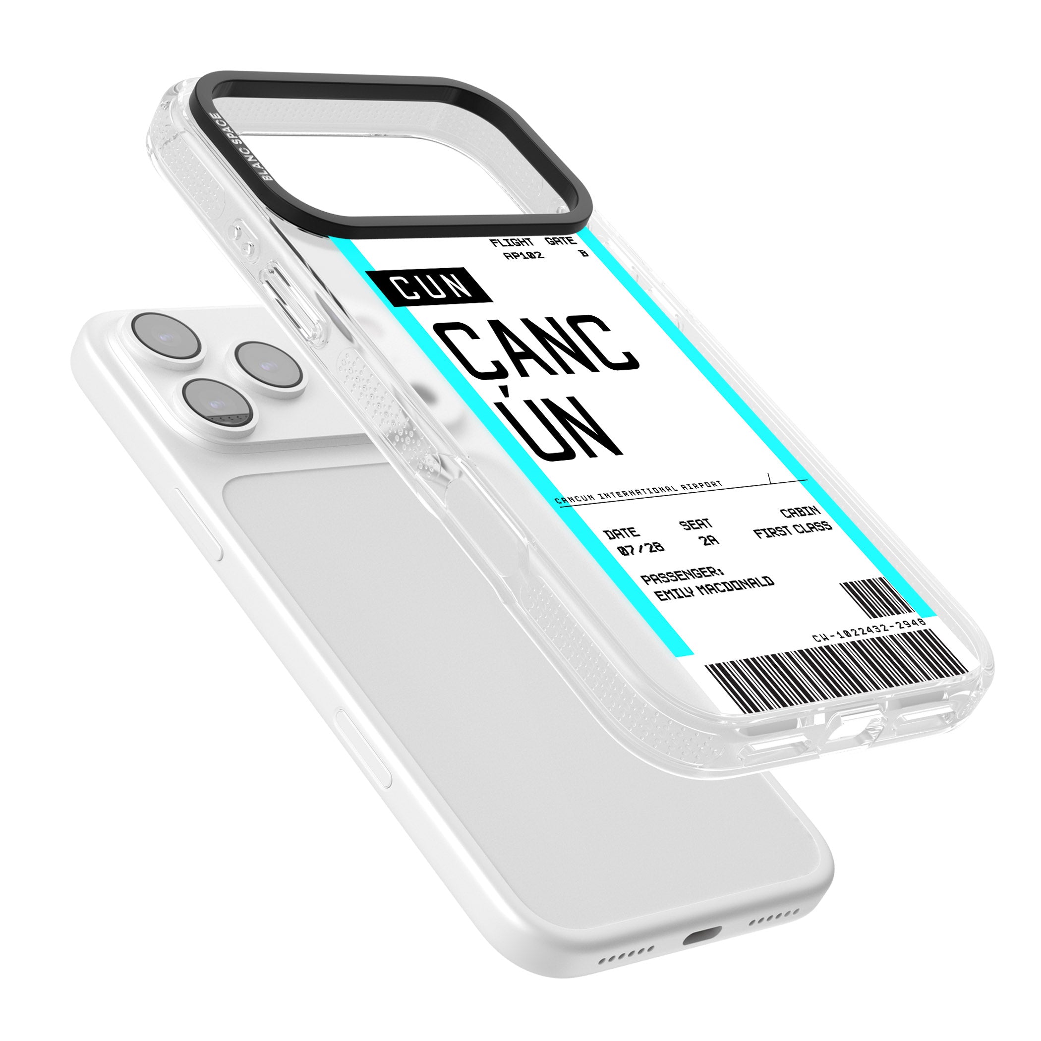 Personalised Cancún Boarding Pass iPhone 17 Pro Max Impact Air Clear Phone Case Colours