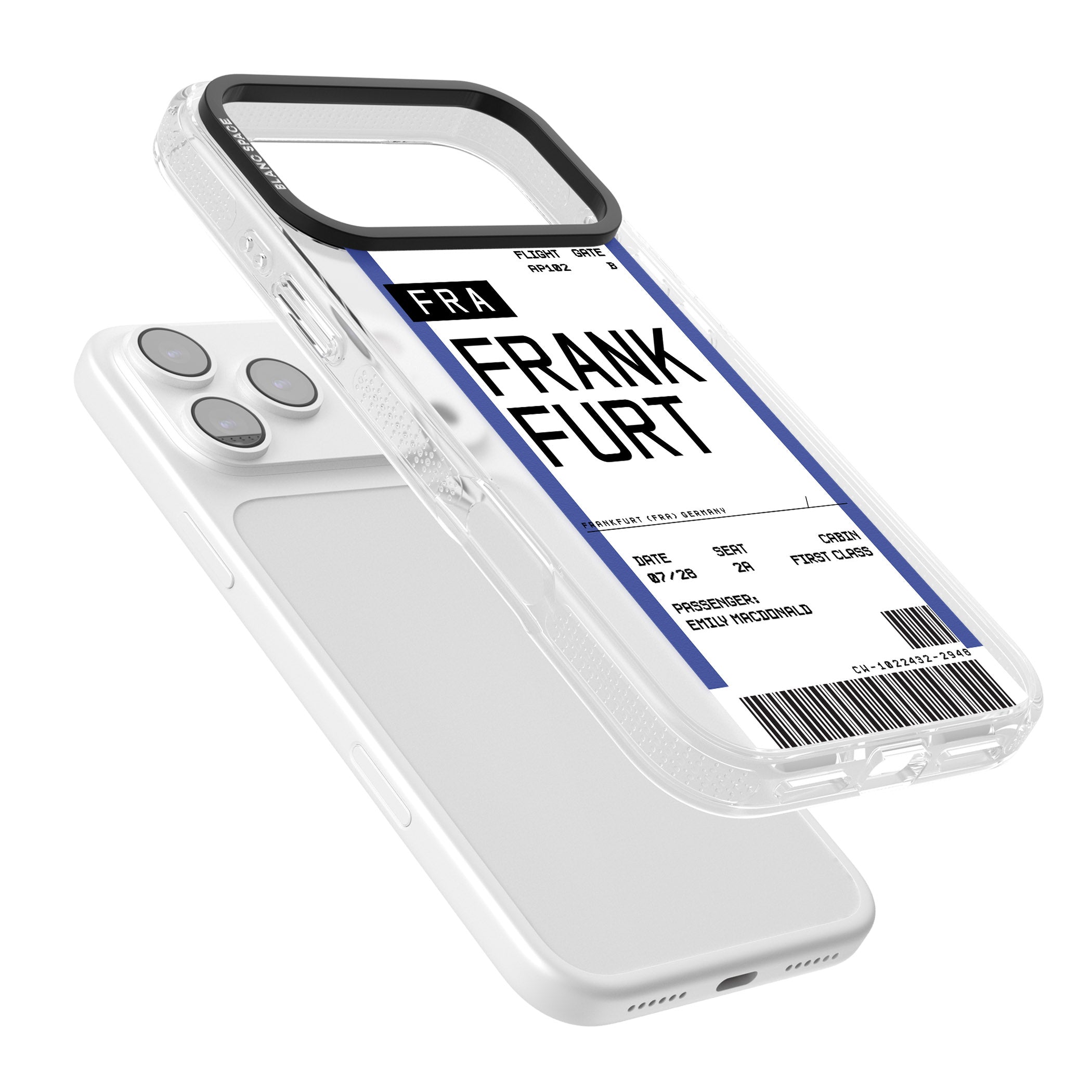Personalised Frankfurt Boarding Pass iPhone 17 Pro Max Impact Air Clear Phone Case Colours