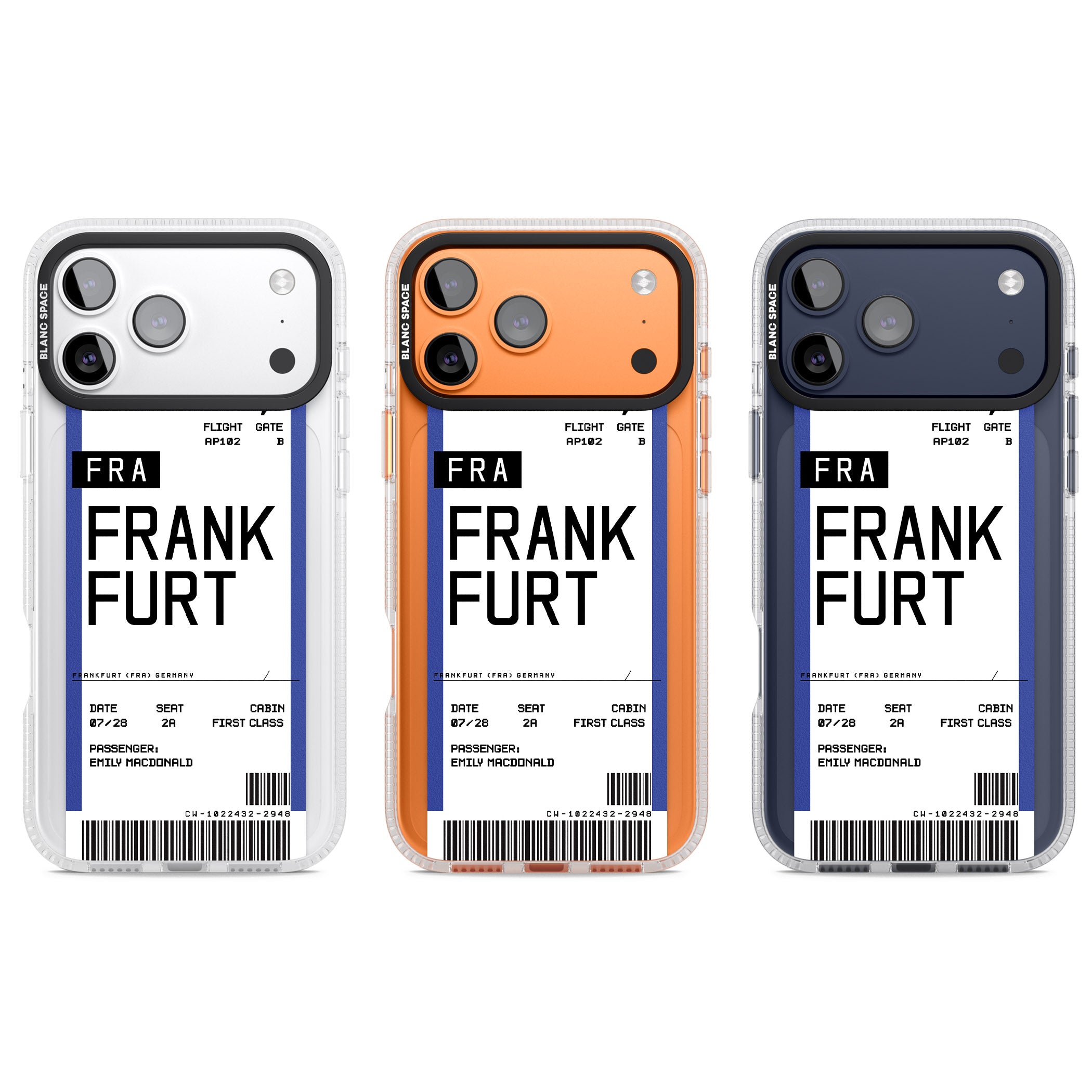 Personalised Frankfurt Boarding Pass iPhone 17 Pro Impact Air Clear Phone Case APT Impact Protection
