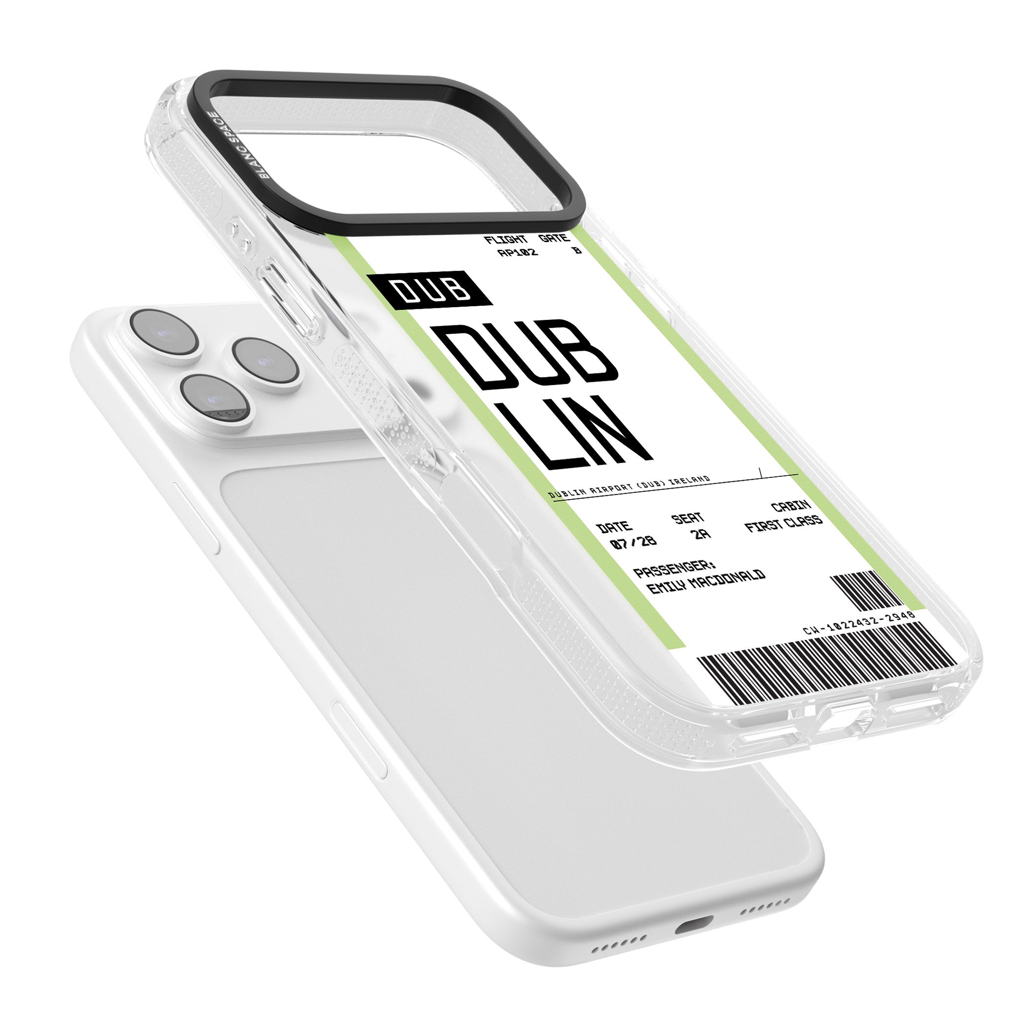 Personalised Dublin Boarding Pass iPhone 17 Pro Max Impact Air Clear Phone Case Colours