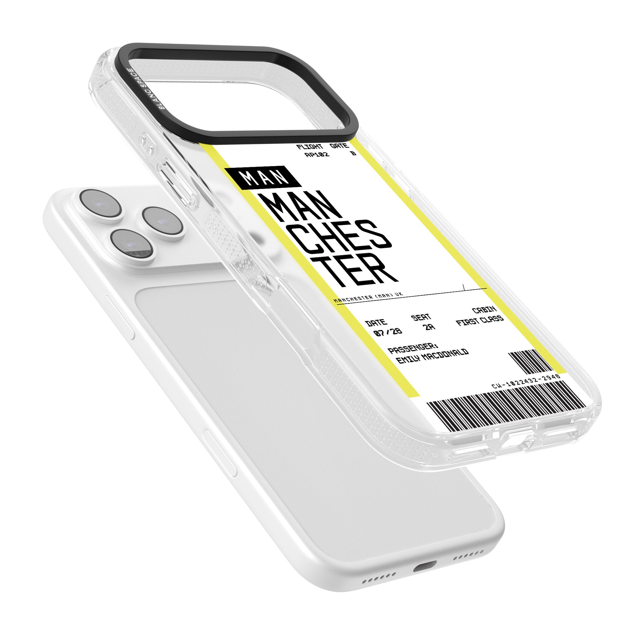 Personalised Manchester Boarding Pass iPhone 17 Pro Max Impact Air Clear Phone Case Colours