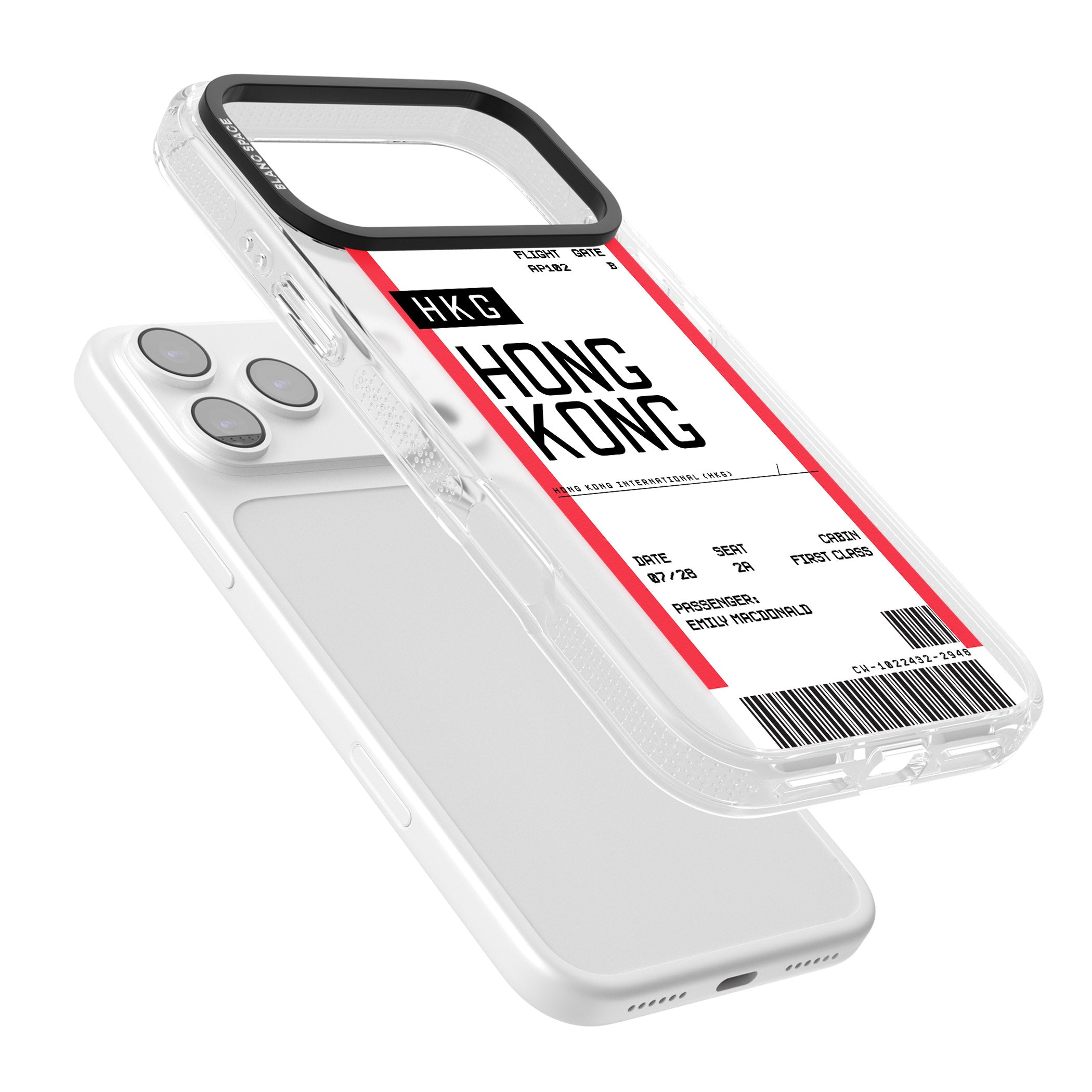 Personalised Hong Kong Boarding Pass iPhone 17 Pro Max Impact Air Clear Phone Case Colours