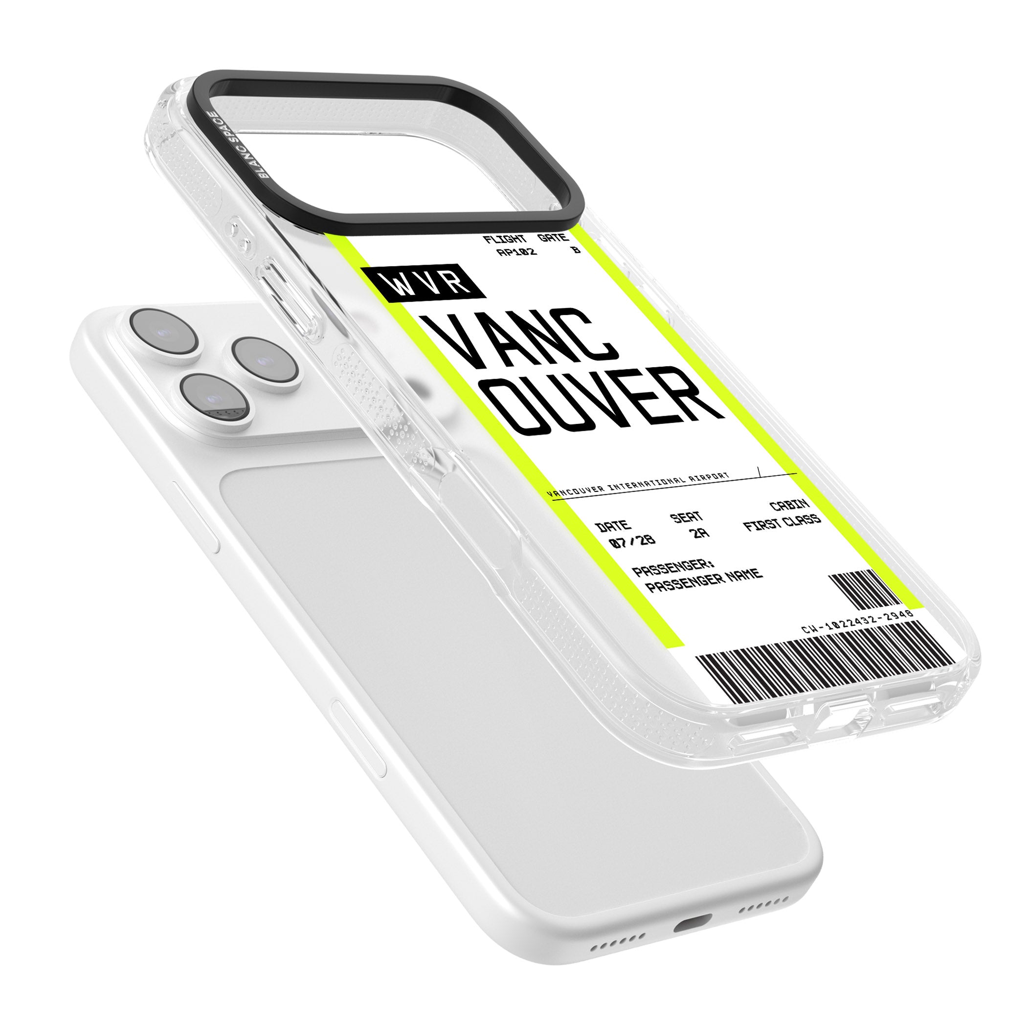 Personalised Vancouver Boarding Pass iPhone 17 Pro Max Impact Air Clear Phone Case Colours