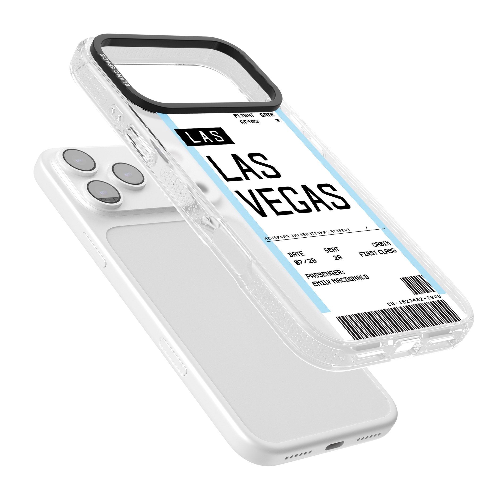 Personalised Las Vegas Boarding Pass iPhone 17 Pro Max Impact Air Clear Phone Case Colours