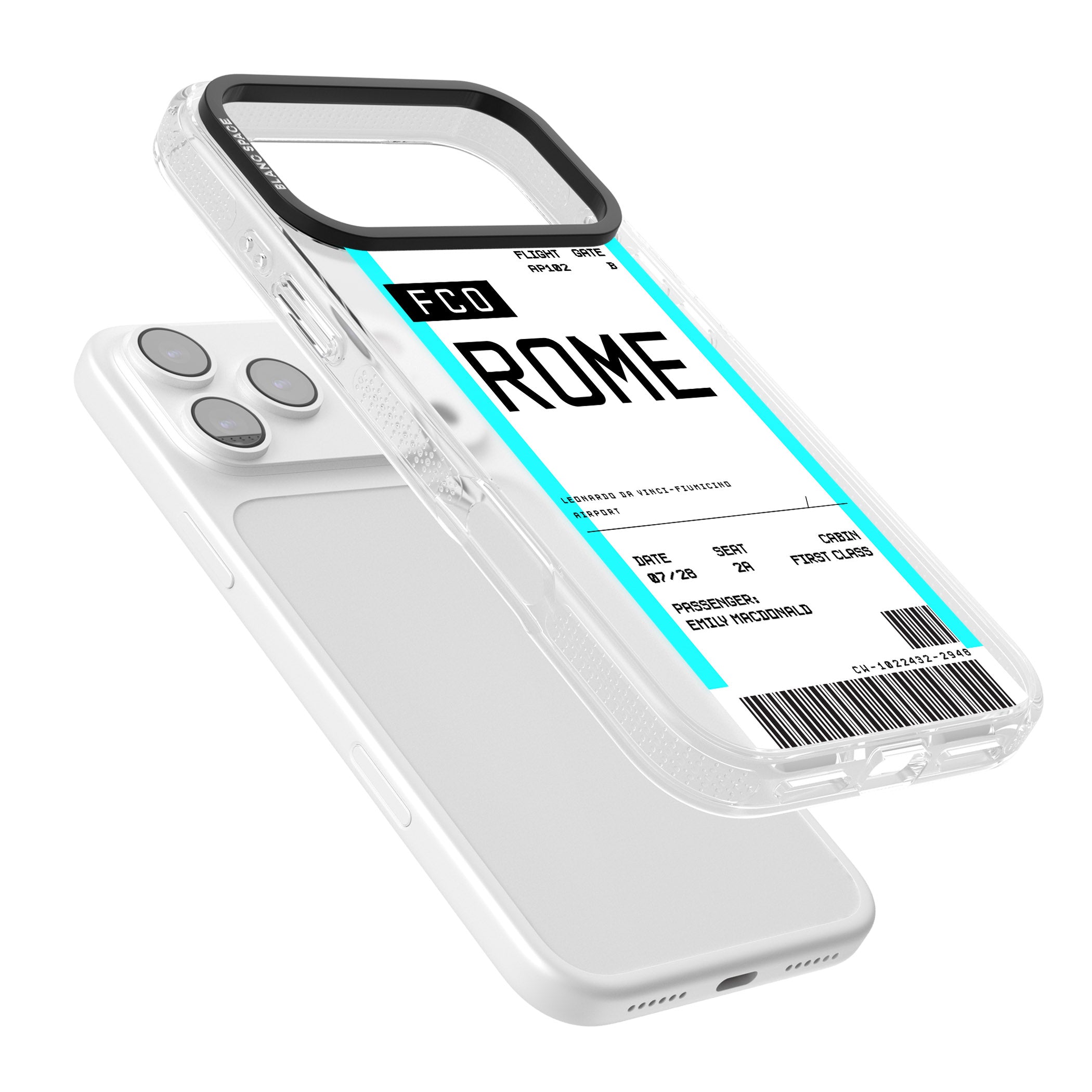 Personalised Rome Boarding Pass iPhone 17 Pro Max Impact Air Clear Phone Case Colours