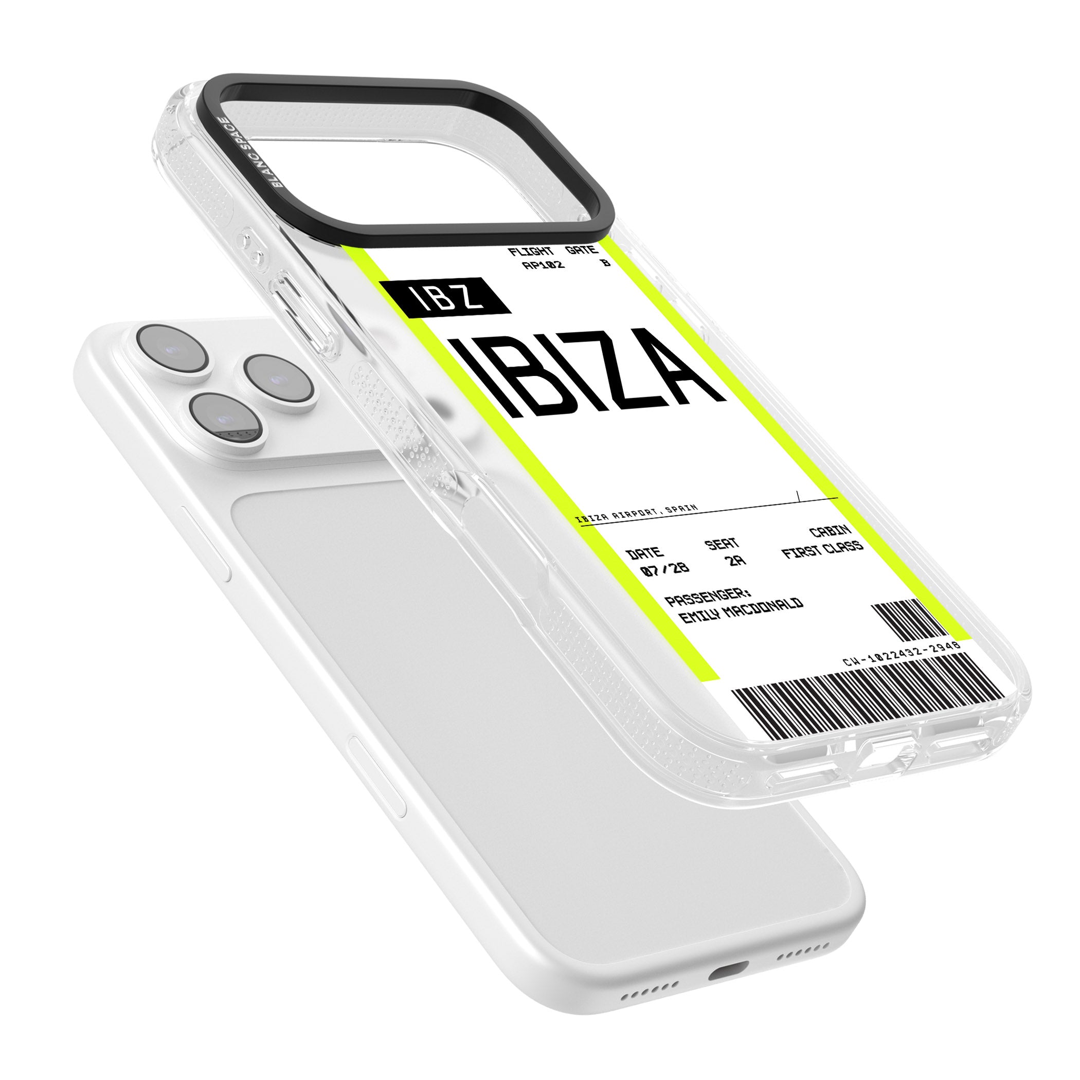 Personalised Ibiza Boarding Pass iPhone 17 Pro Max Impact Air Clear Phone Case Colours