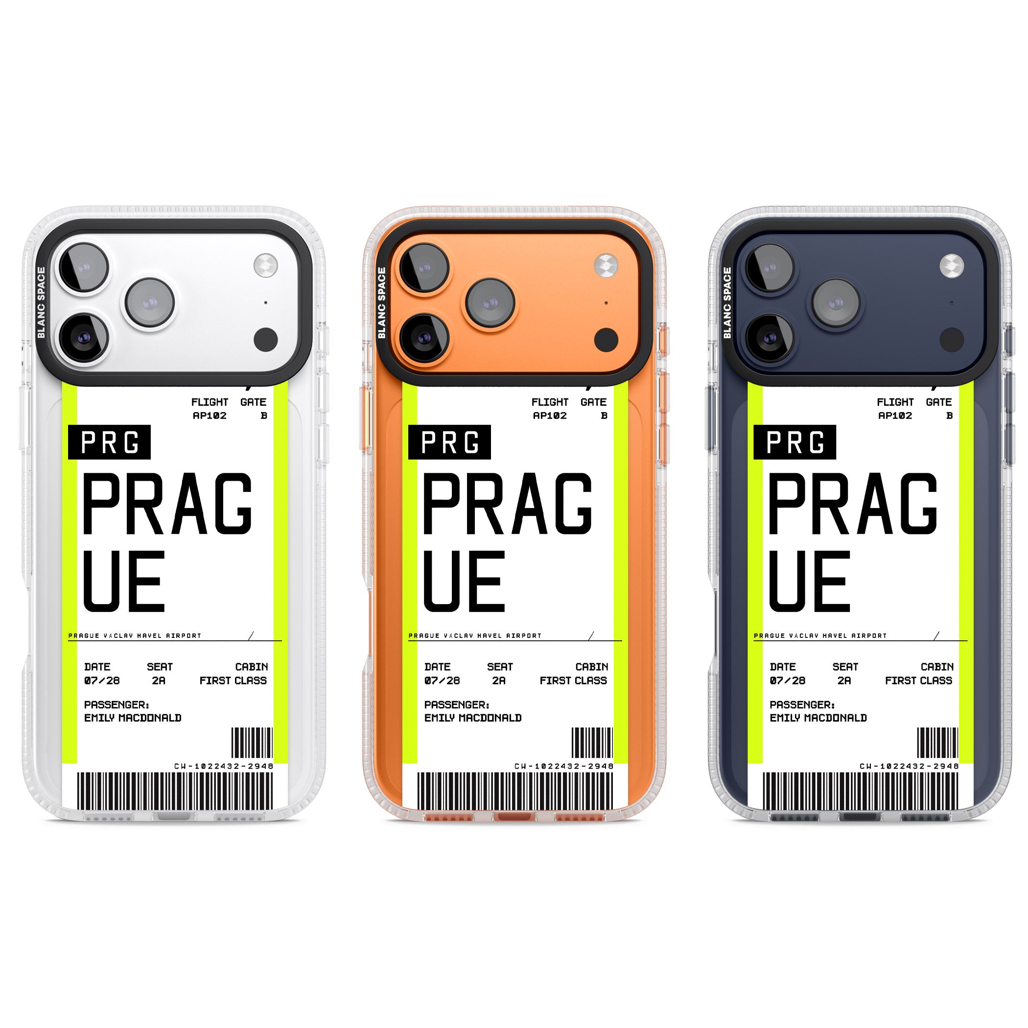 Personalised Prague Boarding Pass iPhone 17 Pro Impact Air Clear Phone Case APT Impact Protection