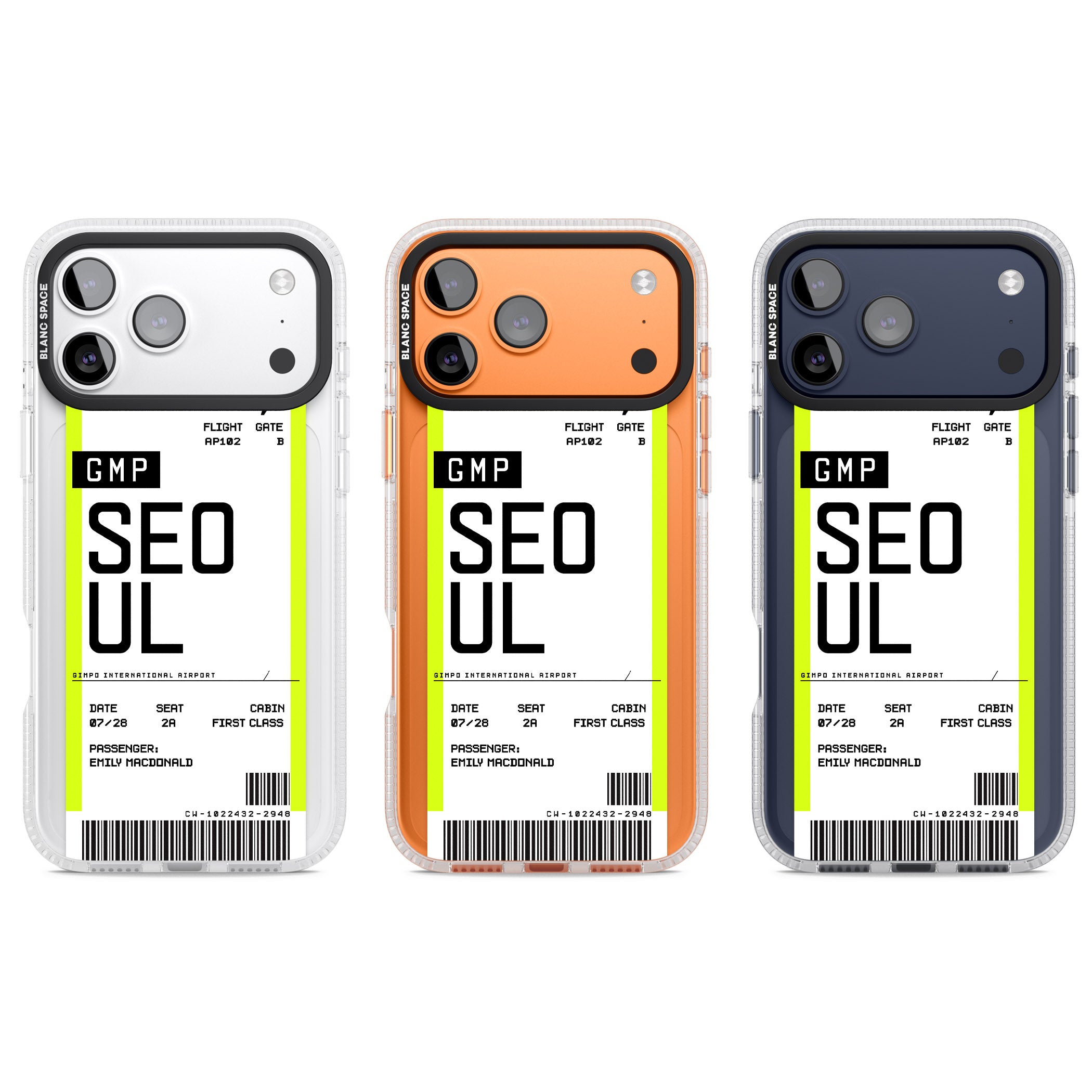 Personalised Seoul Boarding Pass iPhone 17 Pro Impact Air Clear Phone Case APT Impact Protection