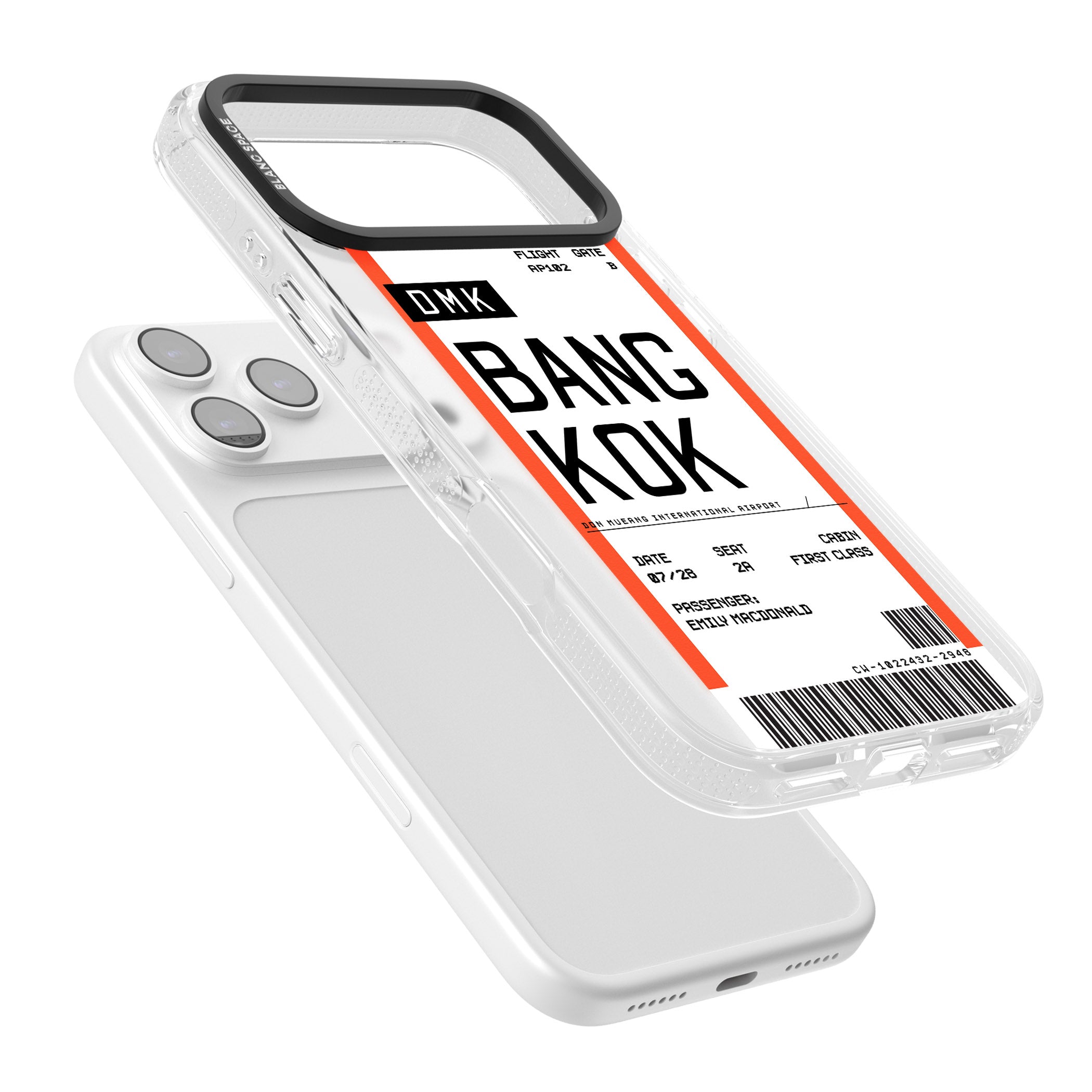 Personalised Bangkok Boarding Pass iPhone 17 Pro Max Impact Air Clear Phone Case Colours