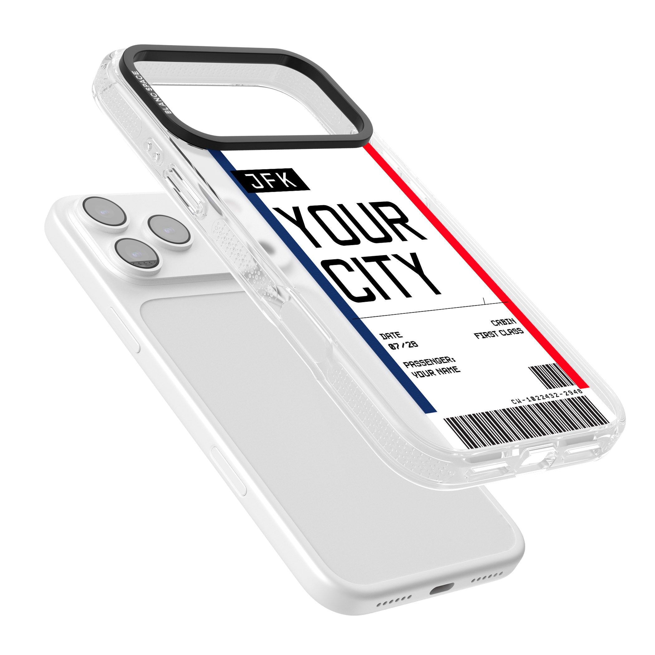 Personalised Create Your Own Boarding Pass Ticket iPhone 17 Pro Max Impact Air Clear Phone Case Colours