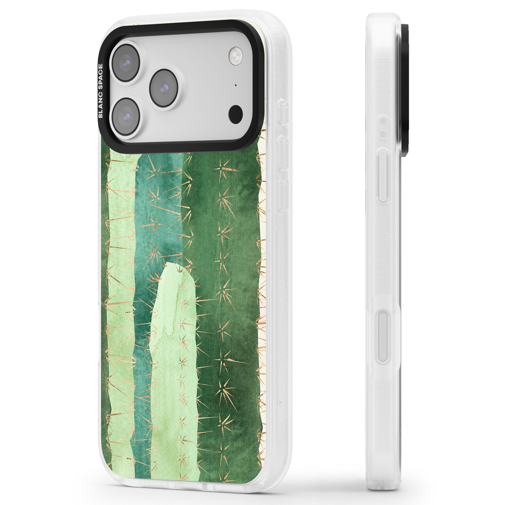 Large Cacti iPhone 17 Pro Max Impact Air Clear Phone Case Side Profile