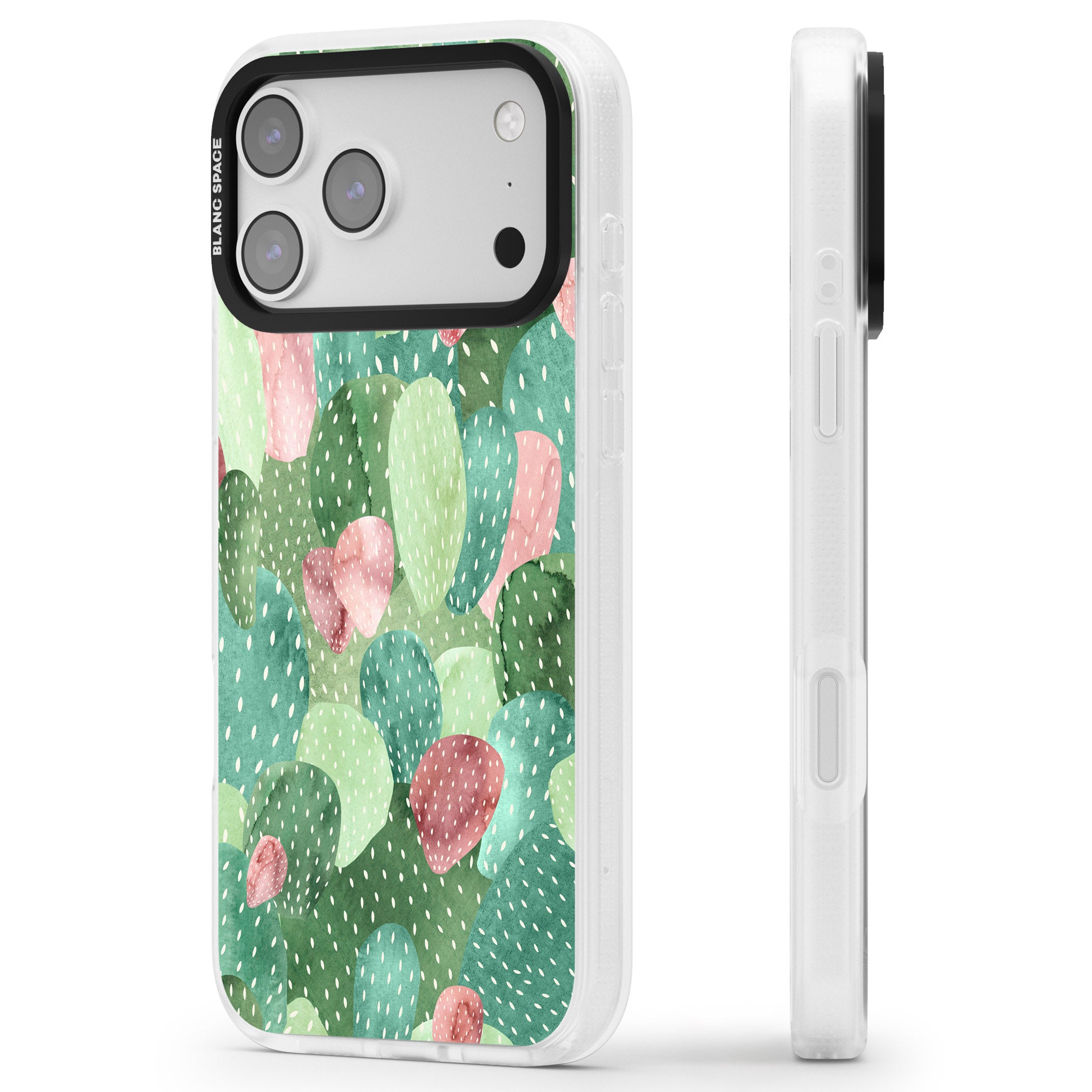 Cactus Charm iPhone 17 Pro Max Impact Air Clear Phone Case Side Profile