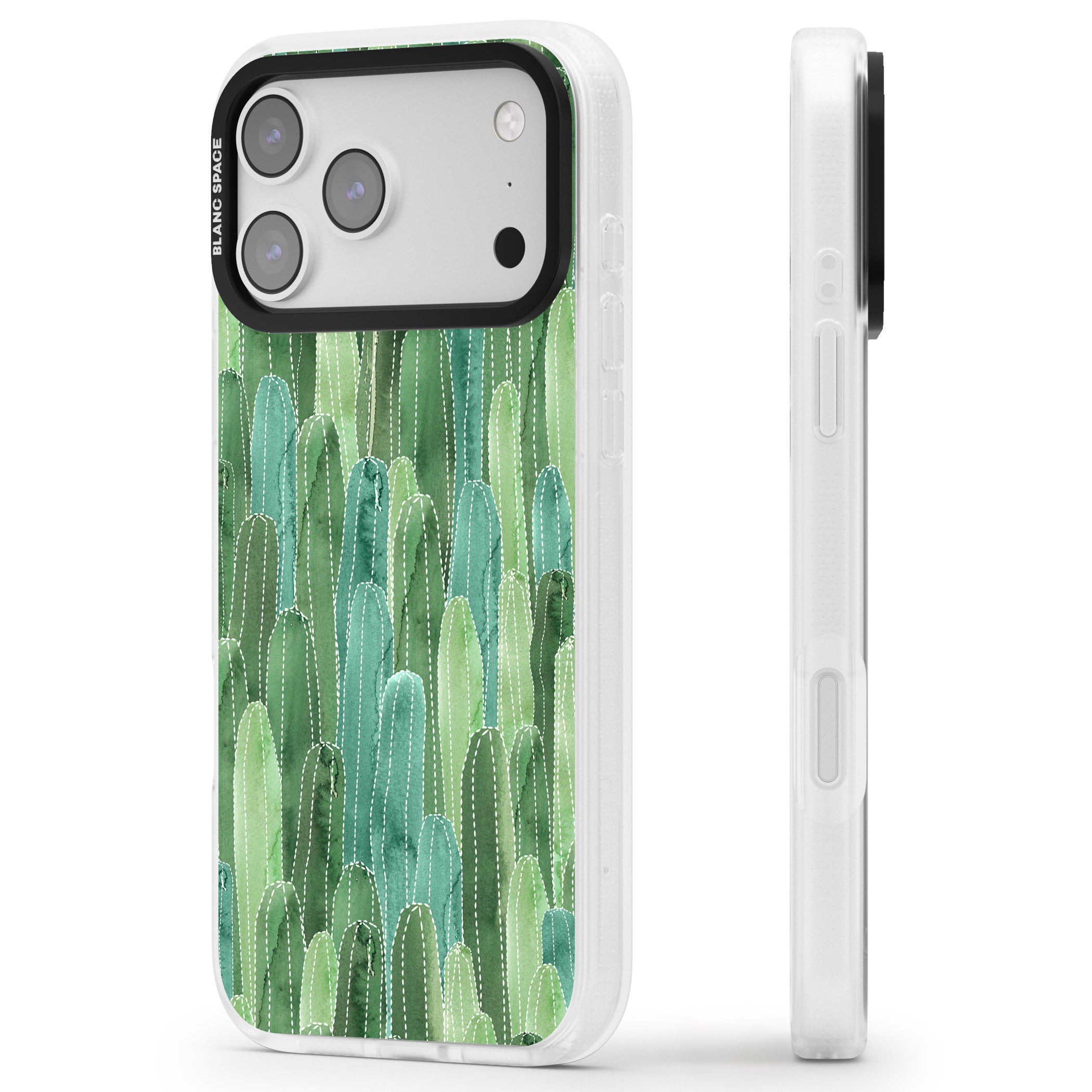 Skinny Cacti iPhone 17 Pro Max Impact Air Clear Phone Case Side Profile
