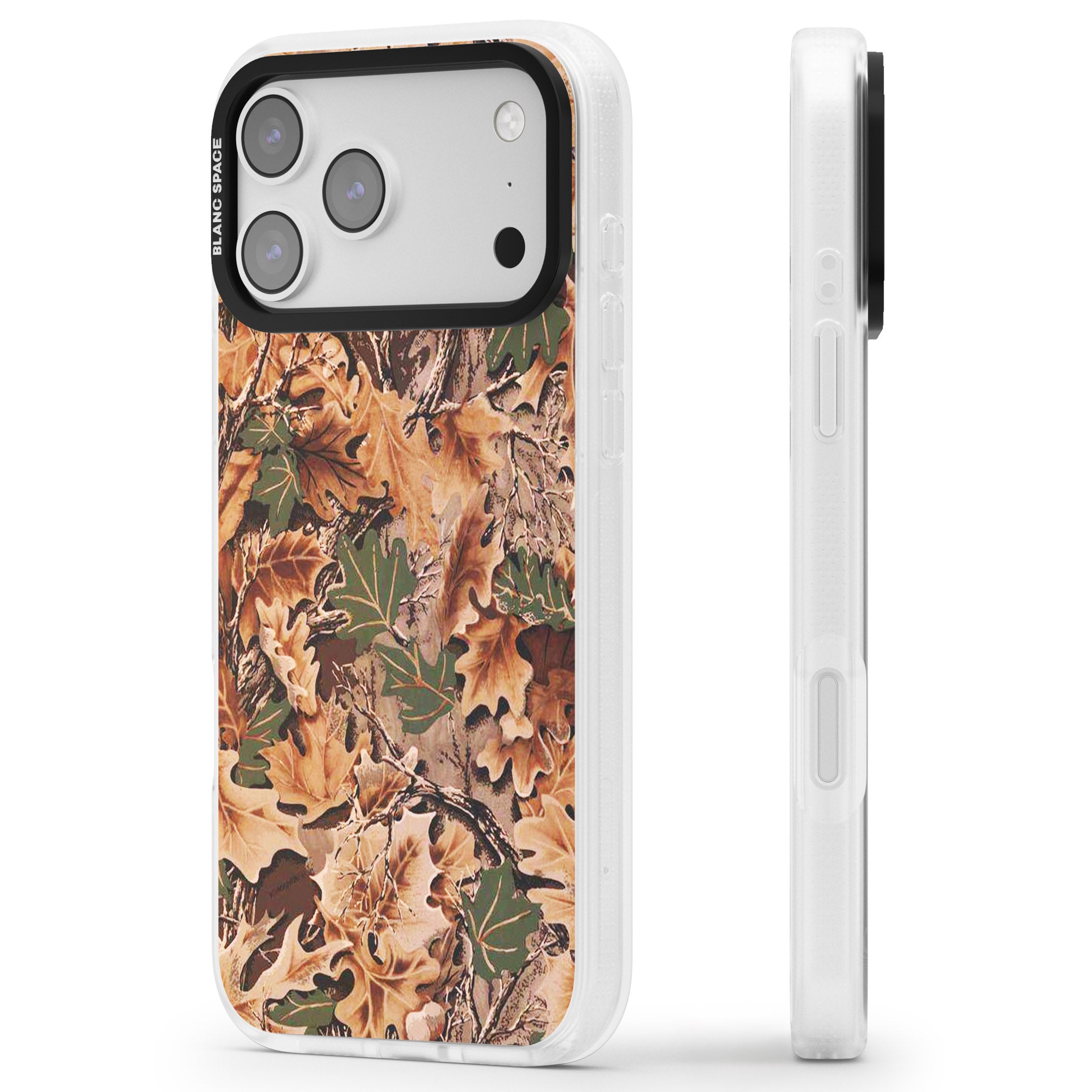 Realtree Camo iPhone 17 Pro Max Impact Air Clear Phone Case Side Profile