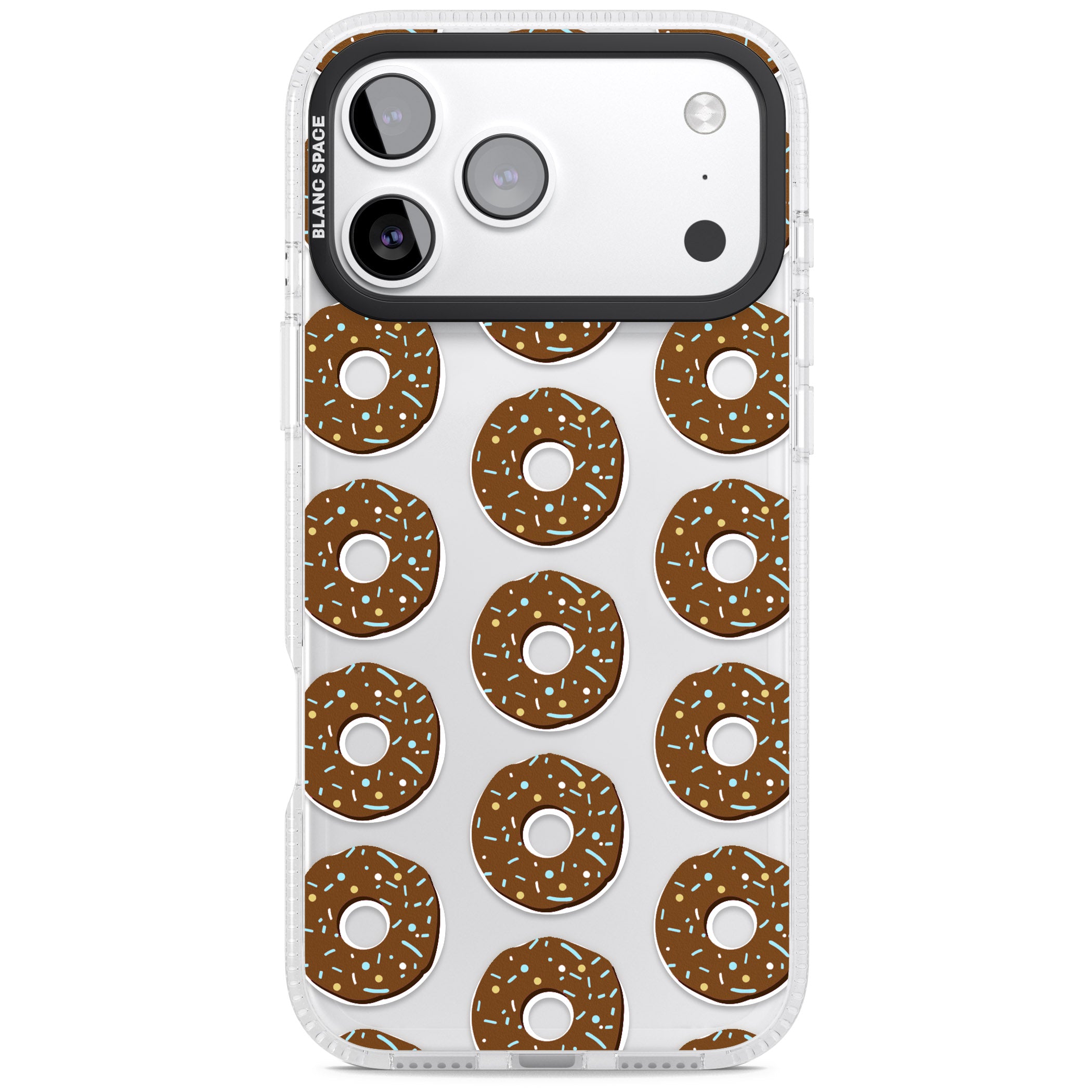 Chocolate Donut Pattern iPhone 17 Pro Max Impact Air Clear Phone Case