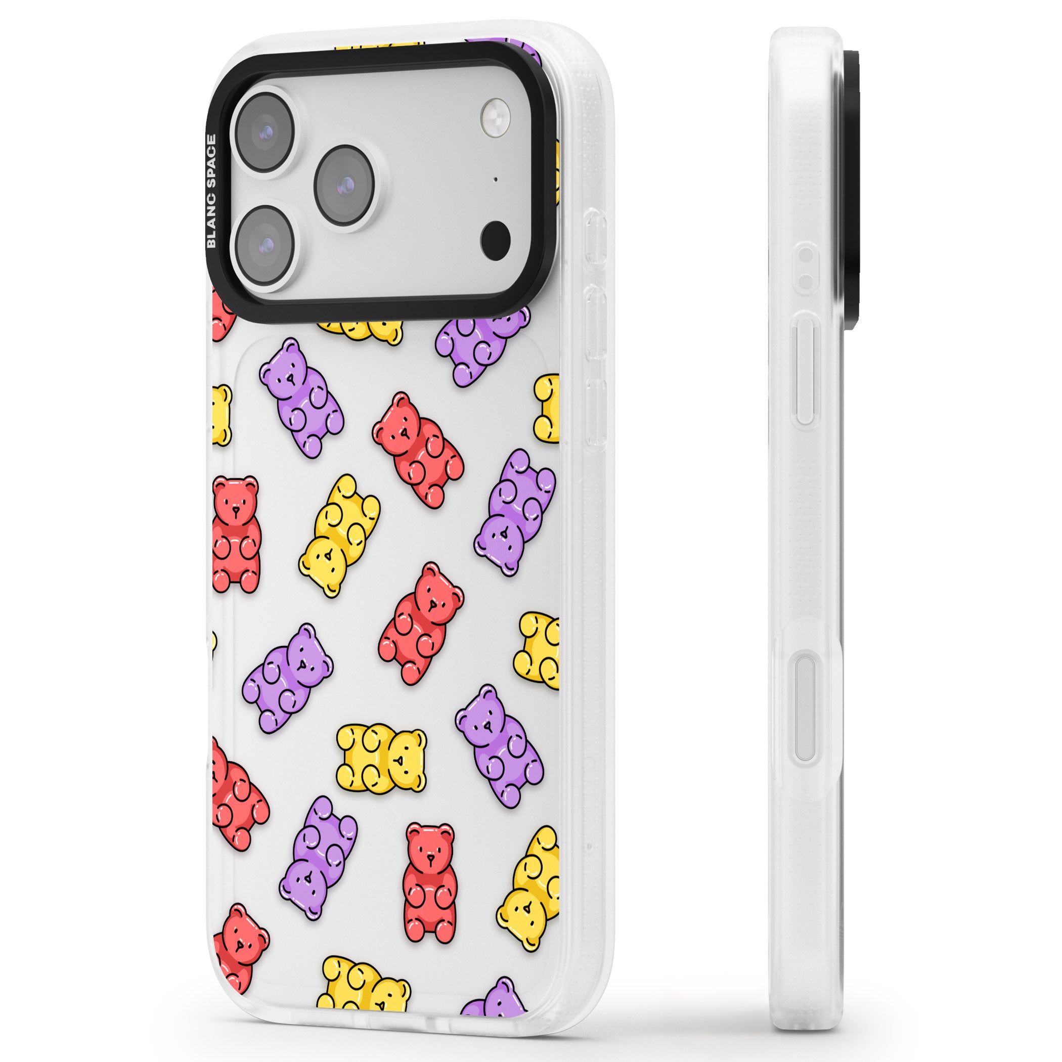 Gummy Bear Pattern iPhone 17 Pro Max Impact Air Clear Phone Case Side Profile
