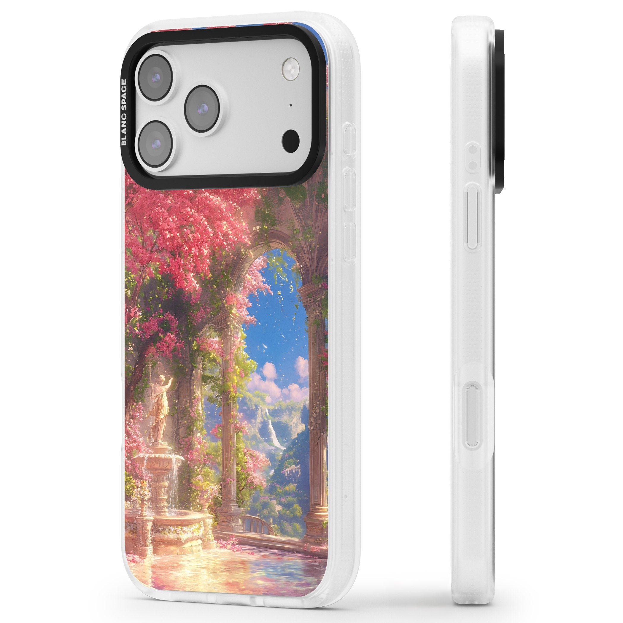 Castle Blossom iPhone 17 Pro Max Impact Air Clear Phone Case Side Profile