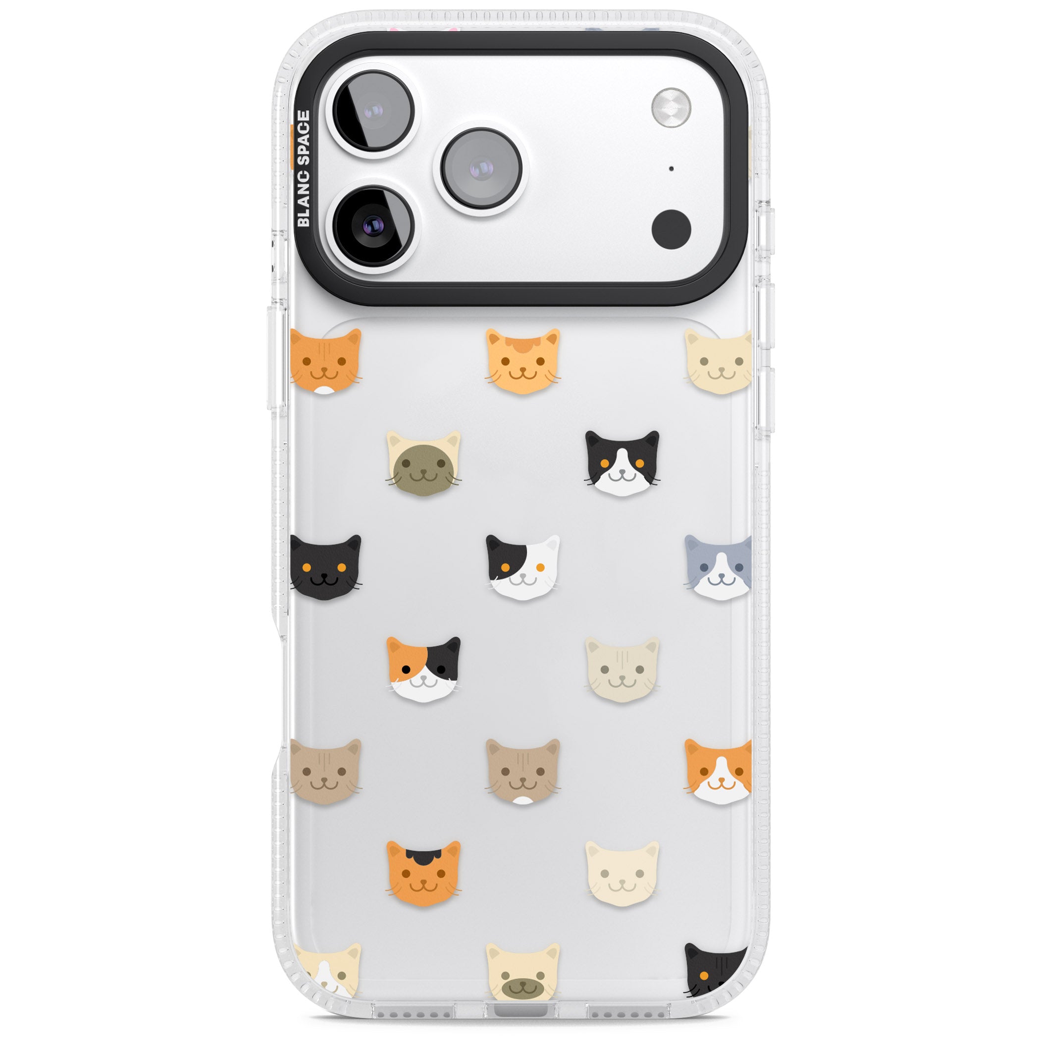 Cute Cat Face Transparent iPhone 17 Pro Max Impact Air Clear Phone Case
