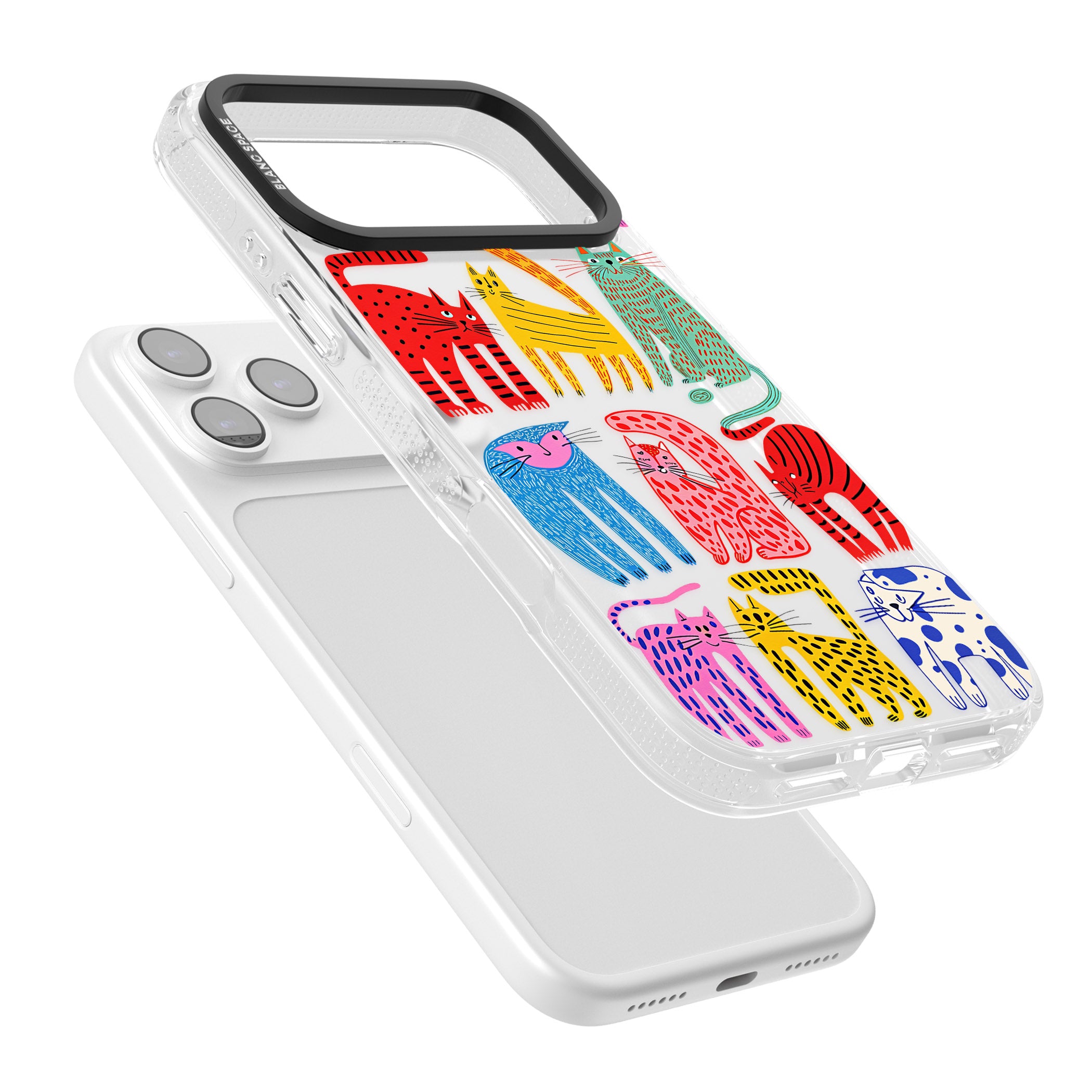 Abstract Colourful Cats iPhone 17 Pro Max Impact Air Clear Phone Case Colours