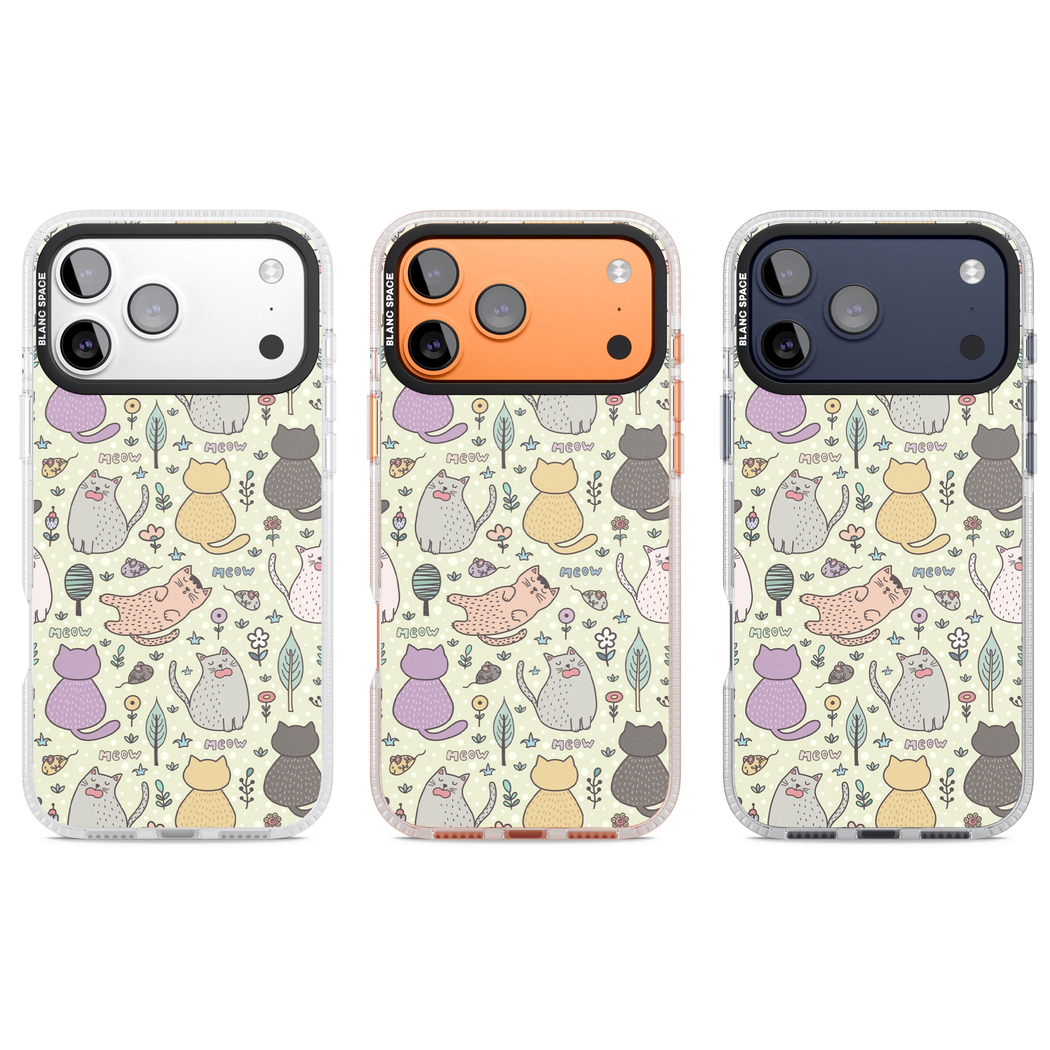 Cat Pattern Cream iPhone 17 Pro Impact Air Clear Phone Case APT Impact Protection