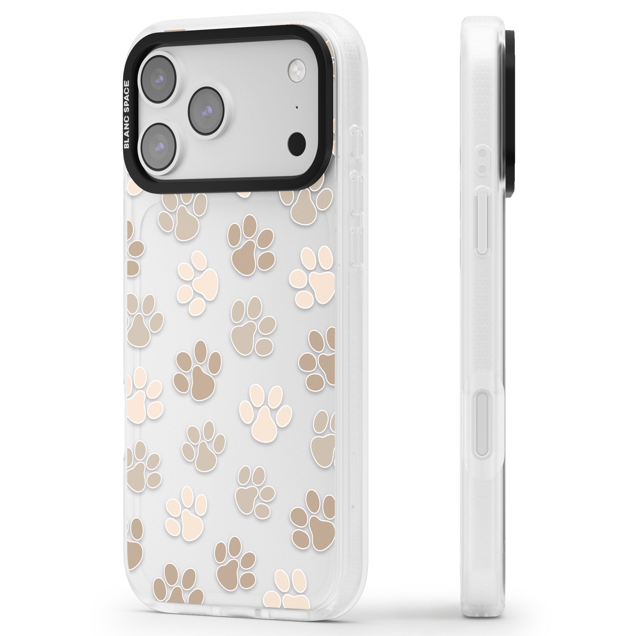 Paw Prints iPhone 17 Pro Max Impact Air Clear Phone Case Side Profile